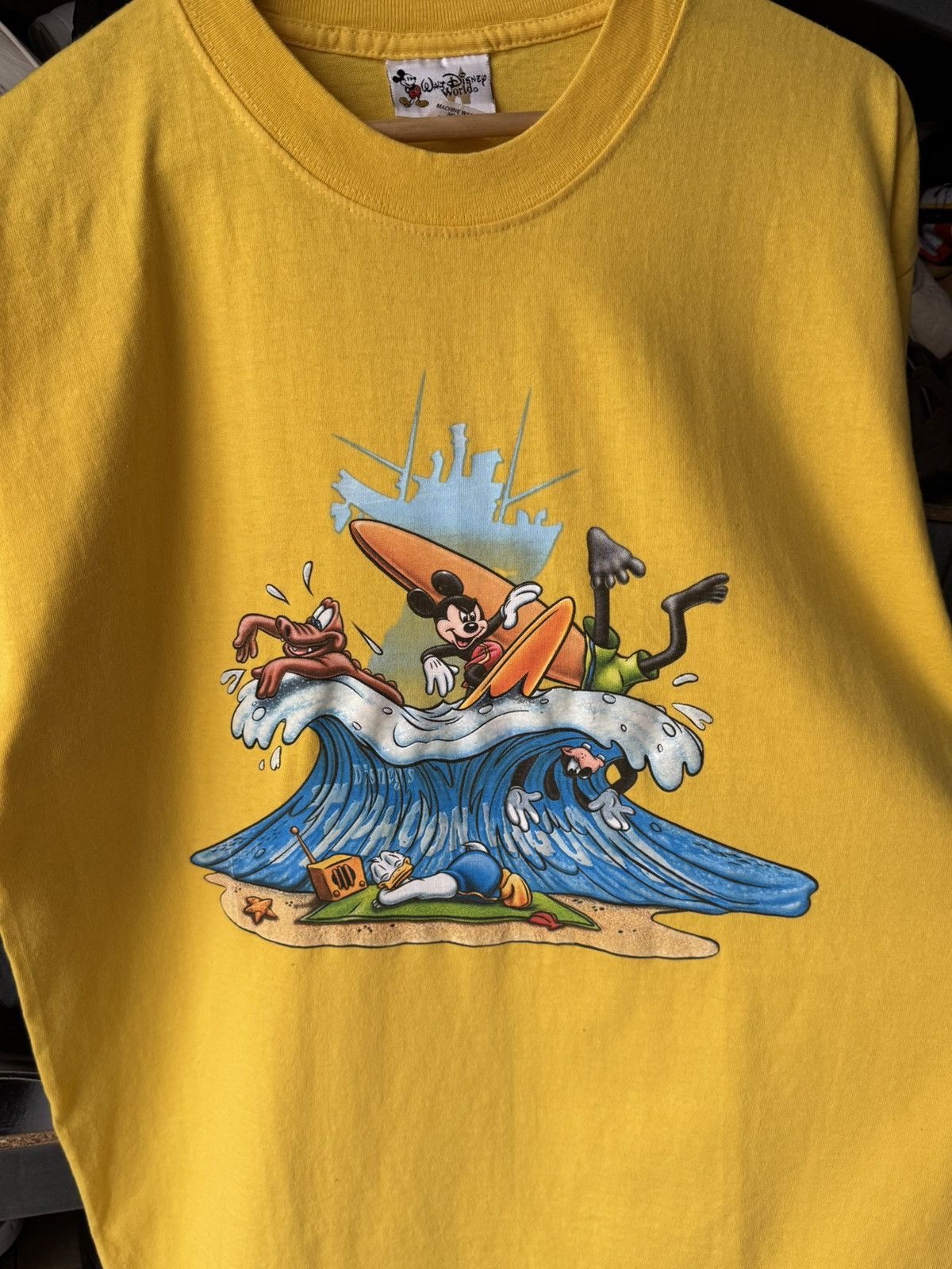 Disney Vintage Disney Mickey Mouse Typhoon Lagoon Yellow T Shirt Size US L / EU 52-54 / 3 - 4 Thumbnail