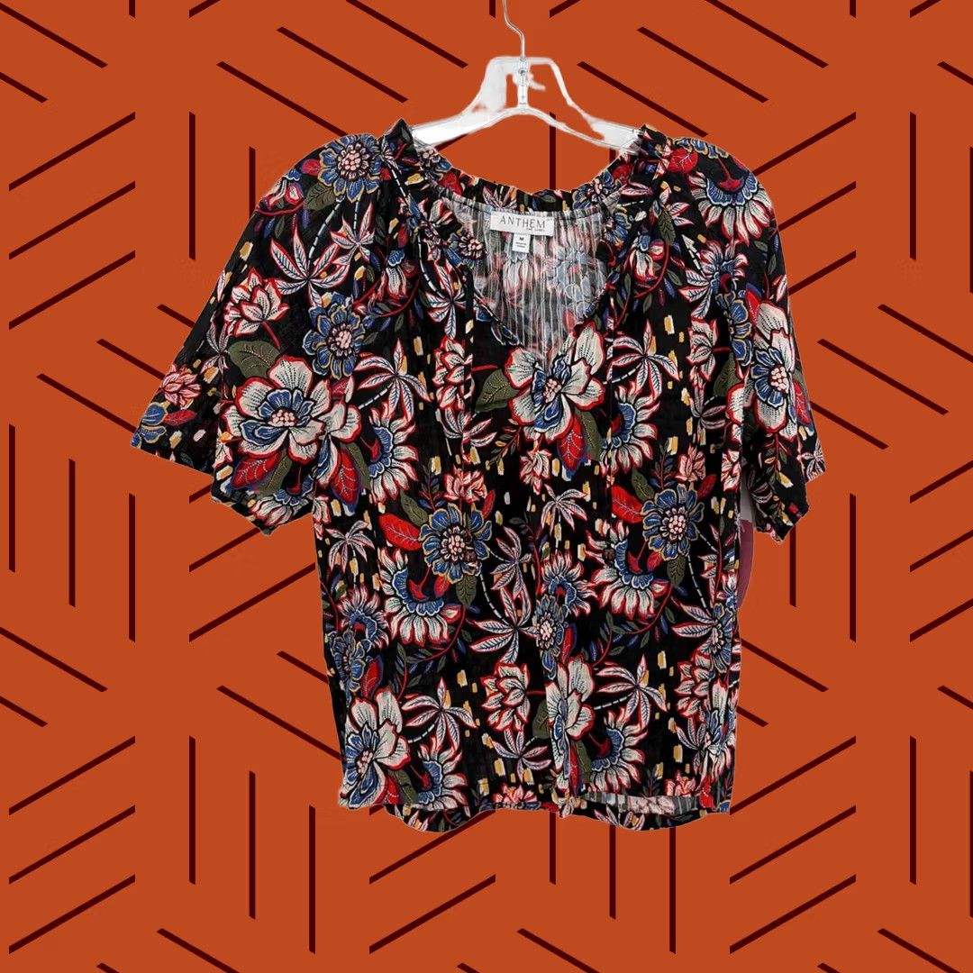 Vintage Anthem Blouse Black Floral Medium Size M / US 6-8 / IT 42-44 - 1 Thumbnail