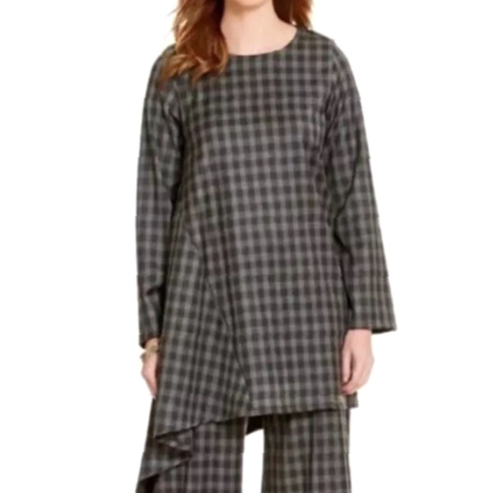 Vintage Bryn Walker Sway Plaid Lagenlook Long Sleeve Asymmetrical Tunic Top XL Blouse Women Bohemian Tunic Size XL / US 12-14 / IT 48-50 - 6 Thumbnail