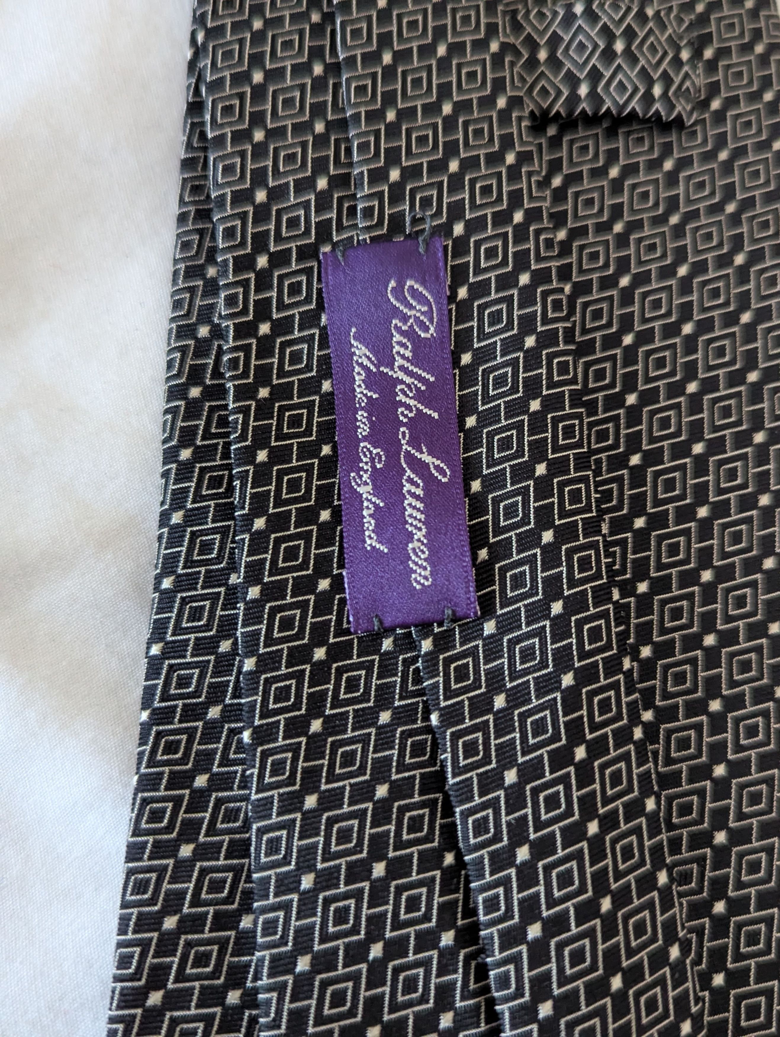 Ralph Lauren Purple Label Black & Gray Tie Size ONE SIZE - 3 Thumbnail