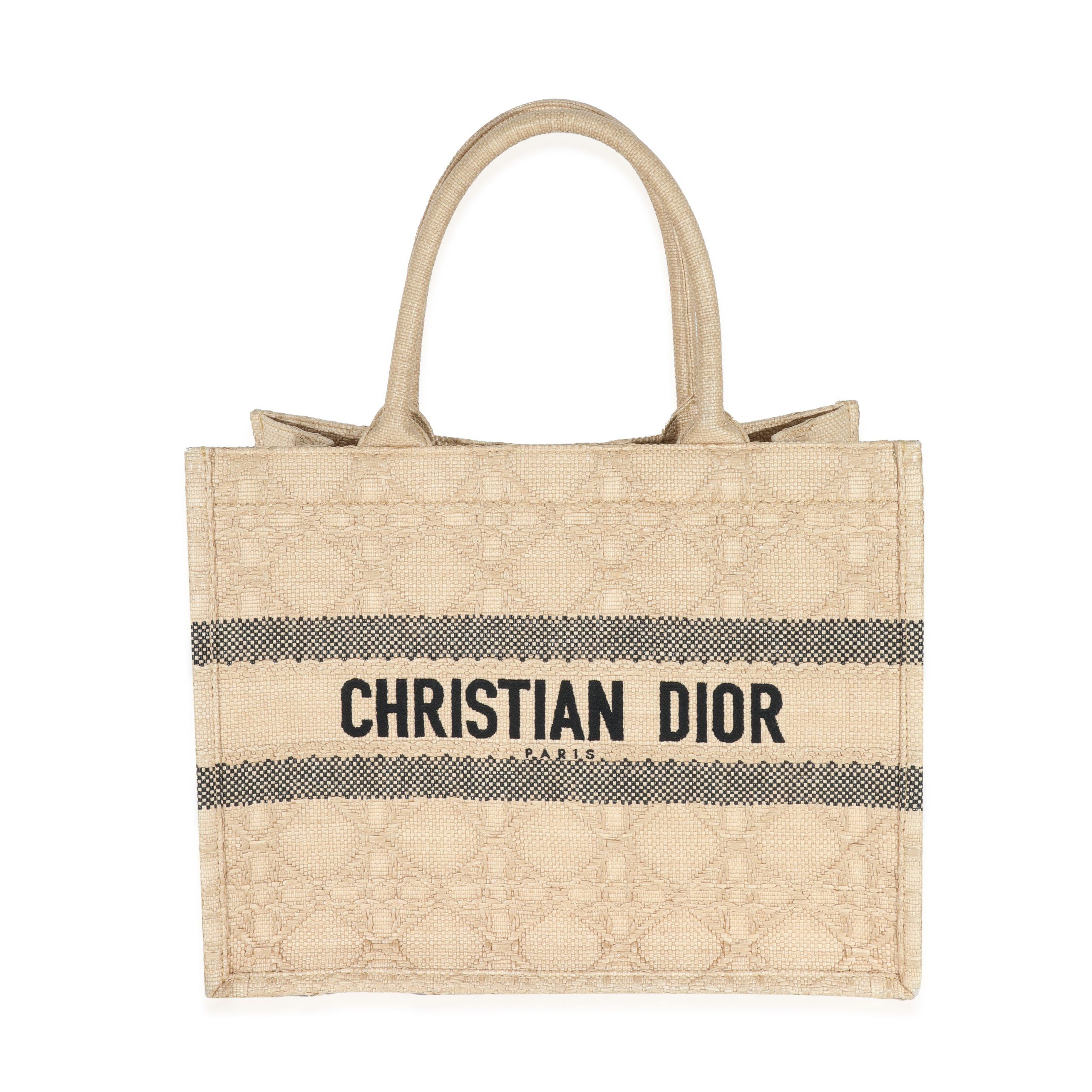 image of Dior Natural Cannage Raffia Medium Book Tote in Beige, Women's