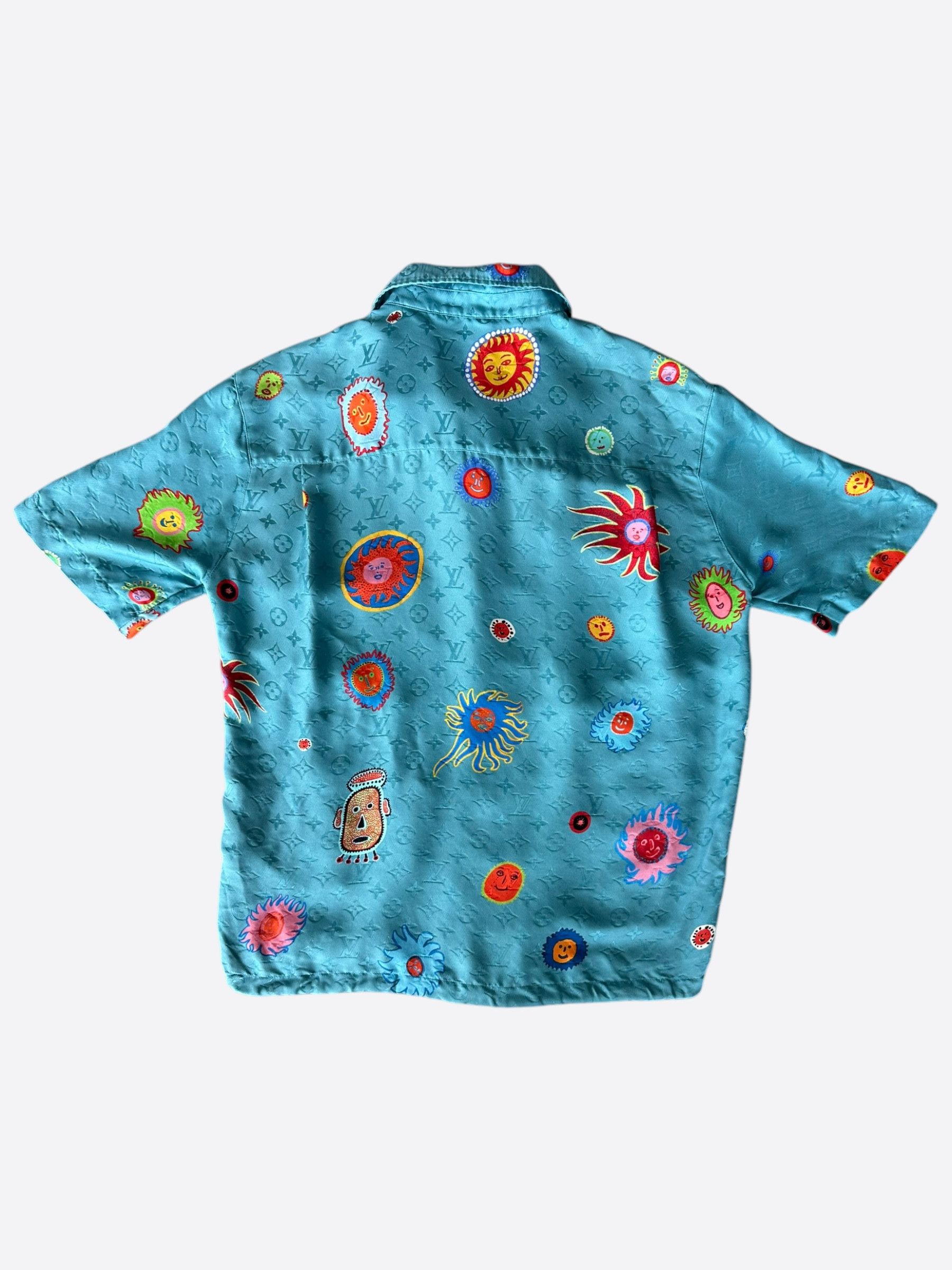 Louis Vuitton Louis Vuitton Yayoi Kusama Blue Faces Monogram Silk Shirt Size US L / EU 52-54 / 3 - 2 Thumbnail