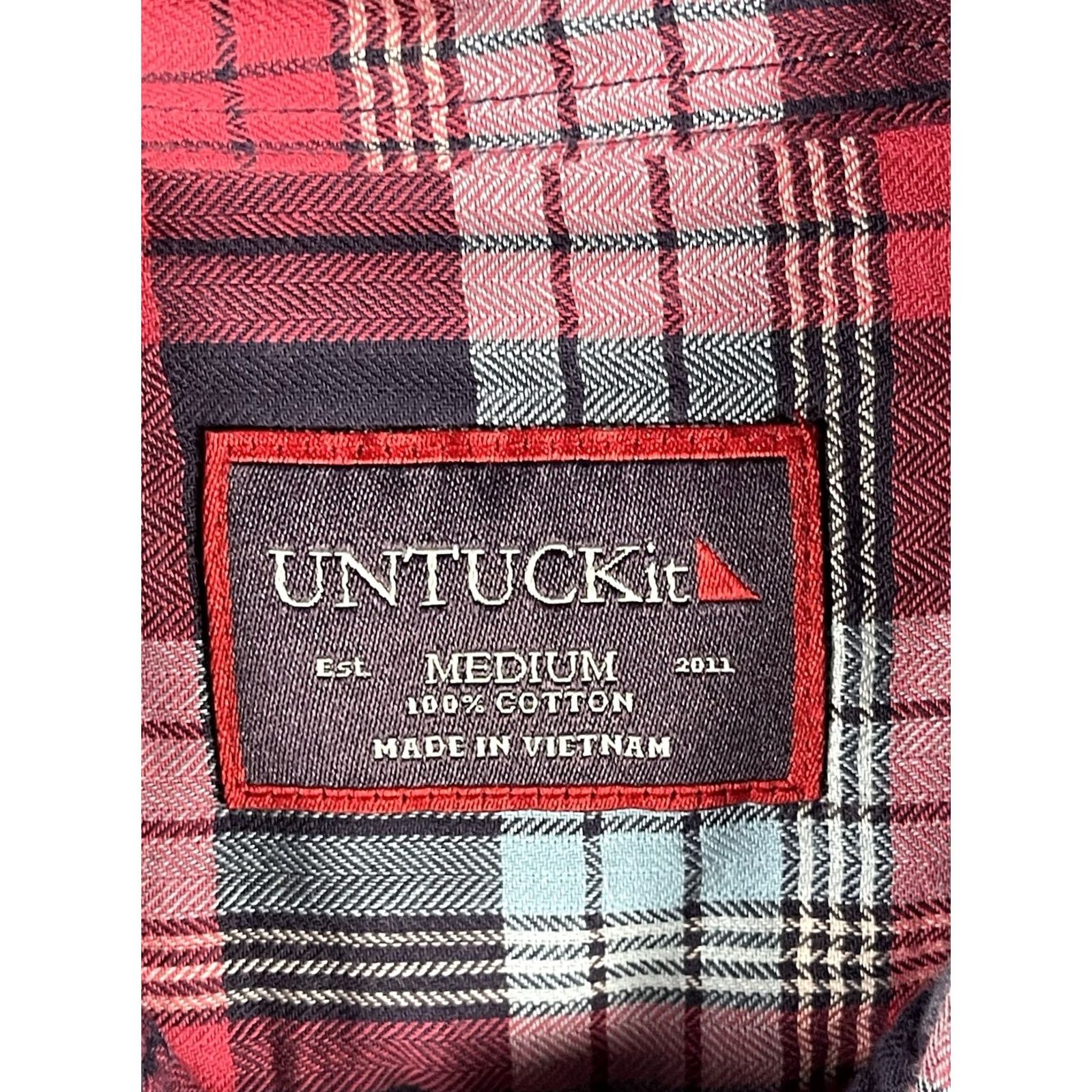 UNTUCKit UNTUCKit Shirt Mens M Red Plaid Cotton Long Sleeve Button-Up Regular Fit Button-Up Shirt Size US M / EU 48-50 / 2 - 4 Thumbnail