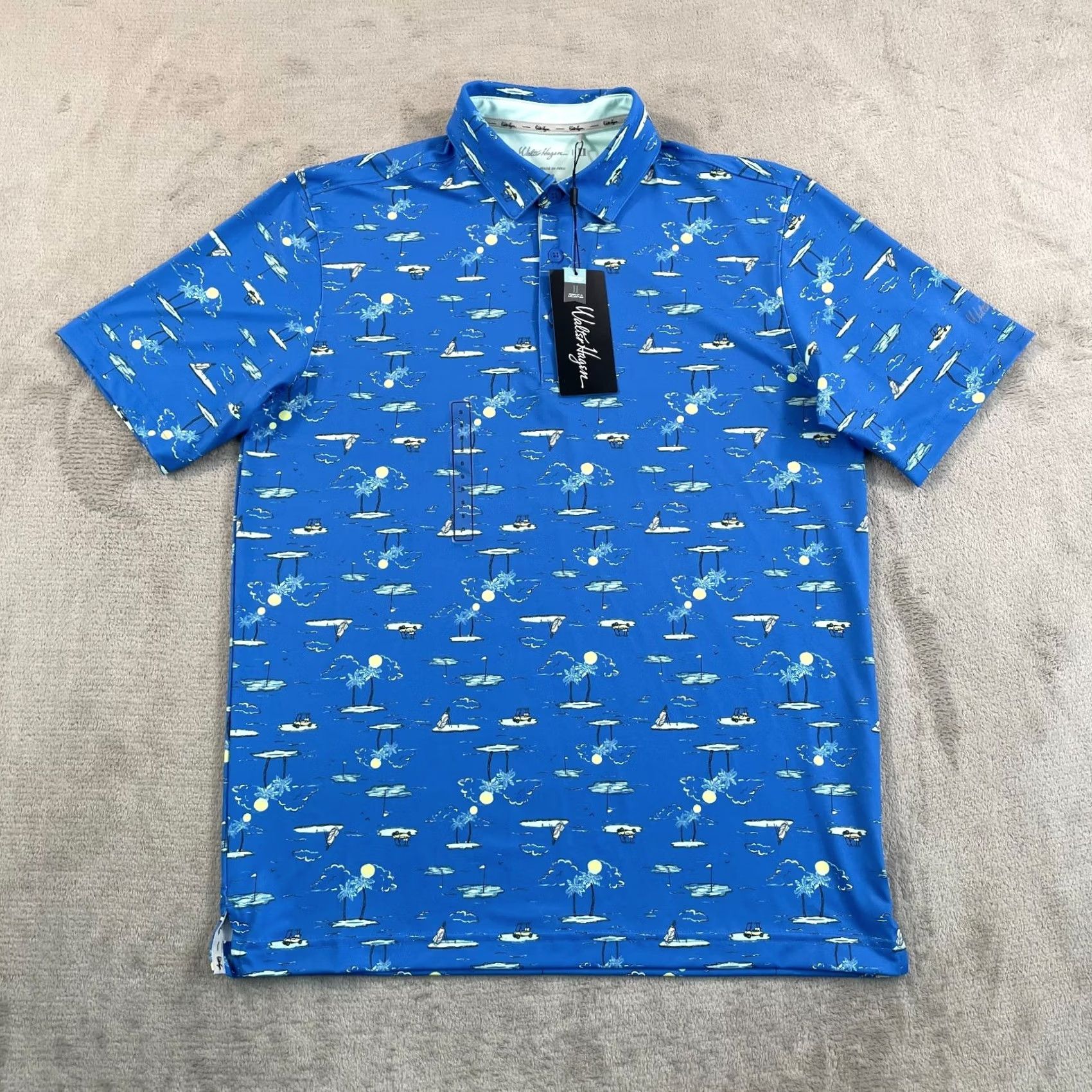 Vintage Walter Hagen Polo Shirt Men Small Sea Blue Performance NWT Golf Polo Shirt Sea Blue MENS Regular Fit Short Sleeve Polyester Spandex Size US S / EU 44-46 / 1 - 5 Thumbnail