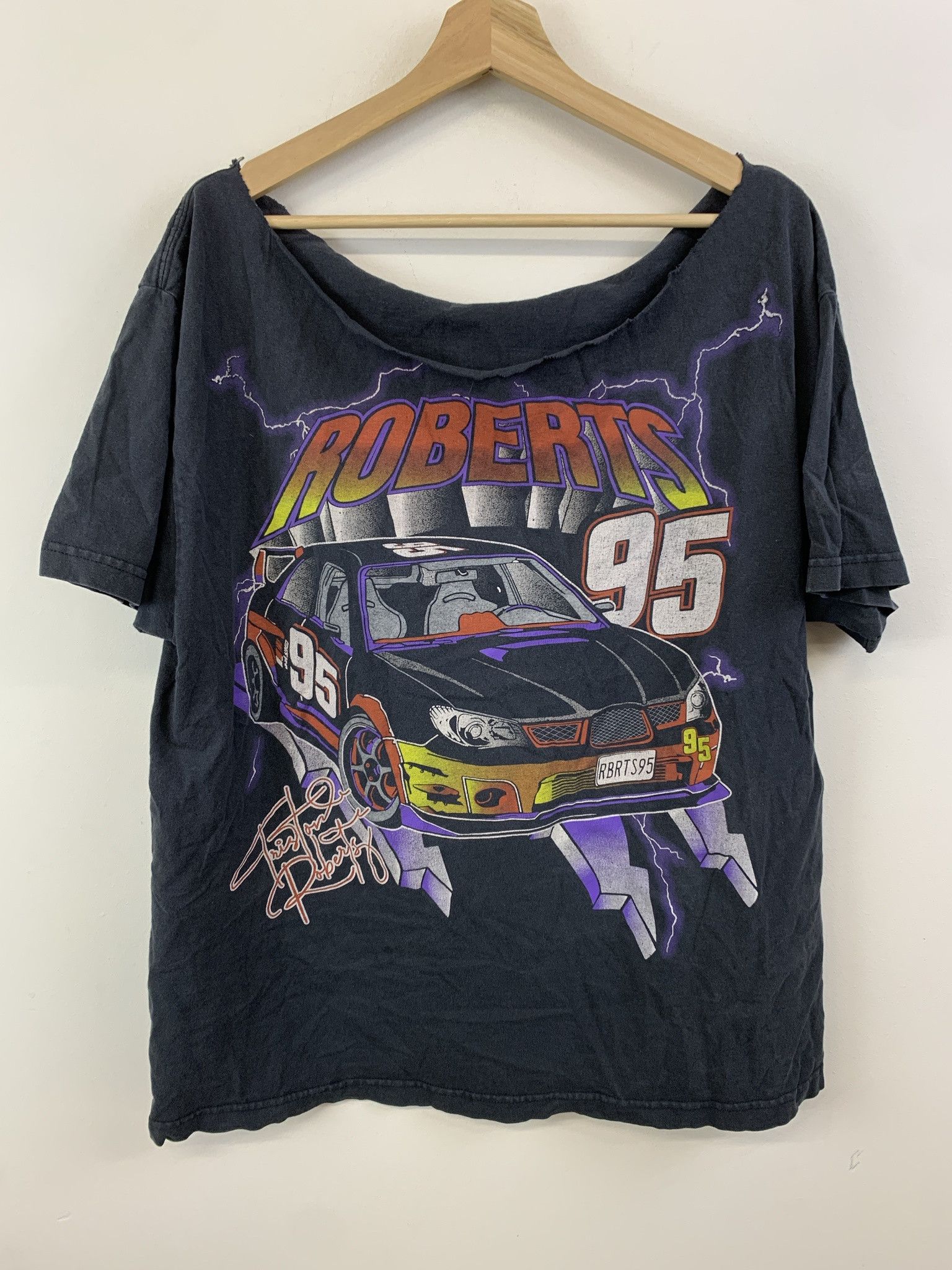 NASCAR Vintage 1990s Triston Roberts Lightning NASCAR Racing Chopped Tee Size XL Size US XL / EU 56 / 4 - 1 Thumbnail