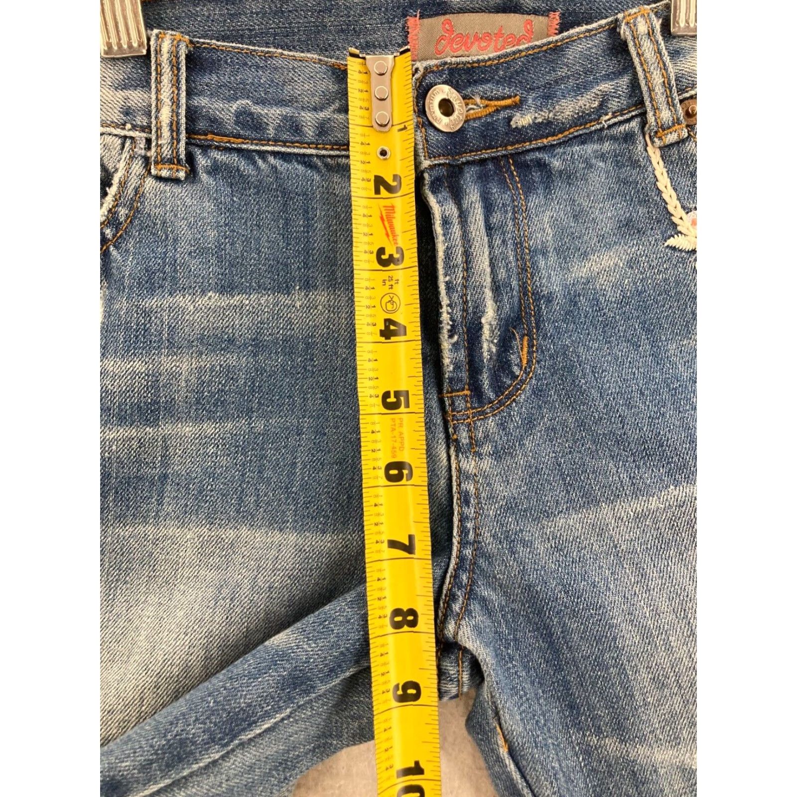 Vintage Devoted Jeans Women's Bootcut 29 Blue Denim with Embroidered Pockets Regular Fit Size 29" - 4 Thumbnail