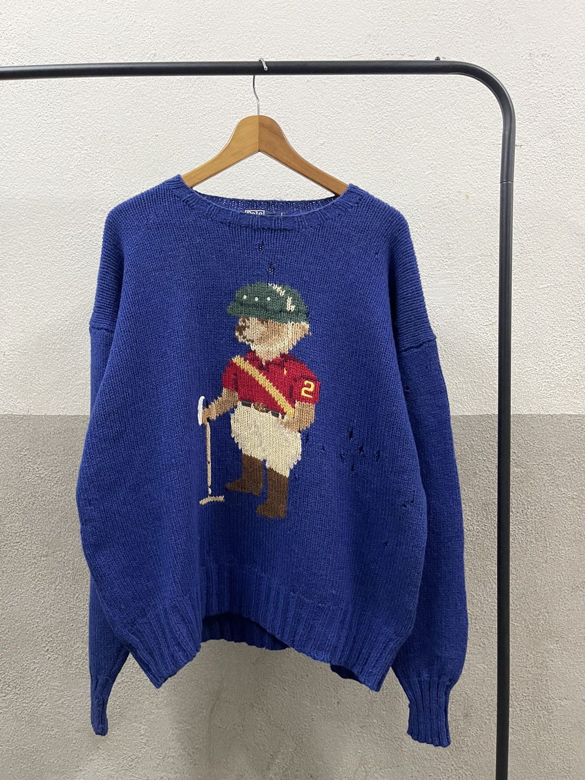 1992 Polo Ralph Lauren Polo Bear Wool Hand Knit Holes