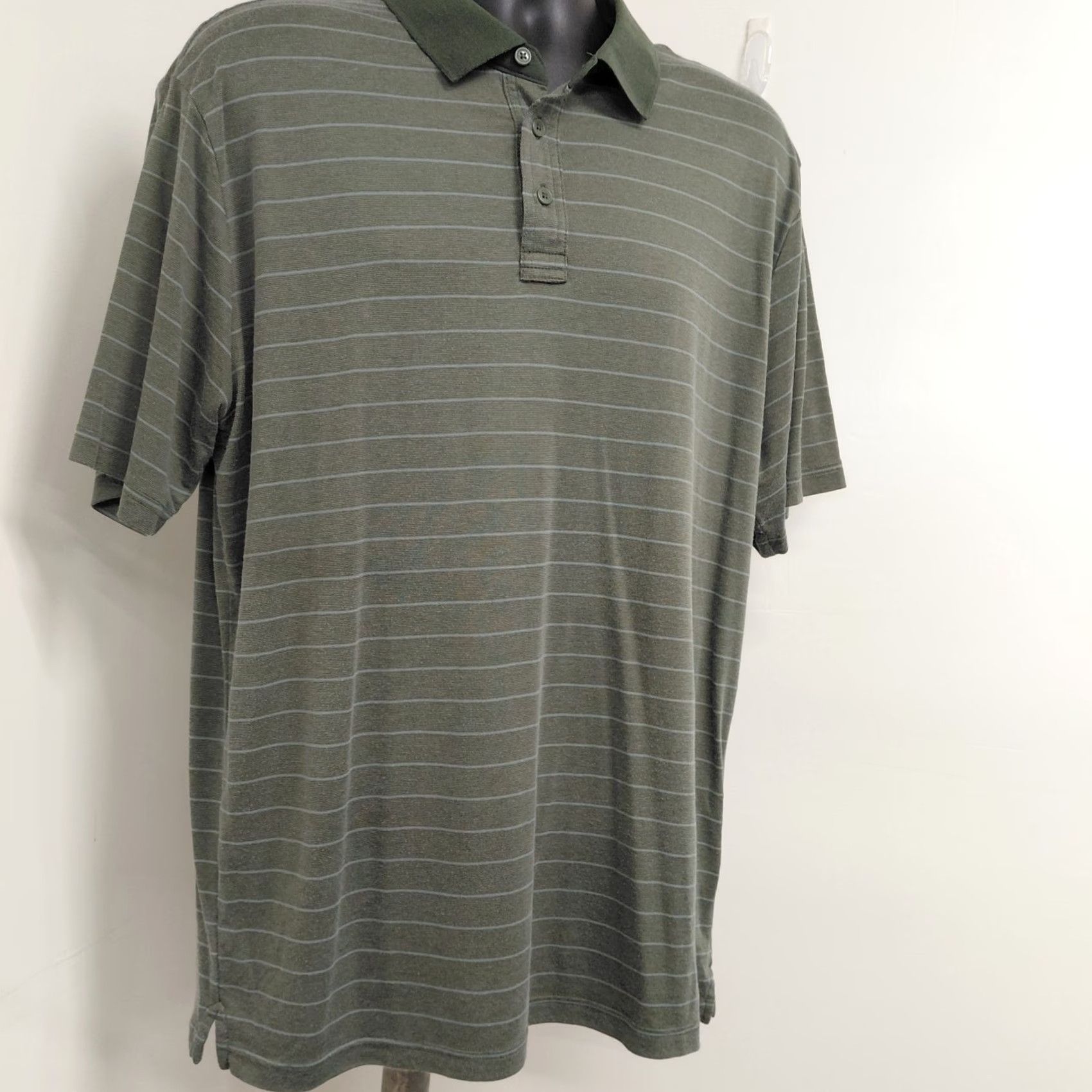 Vintage Glacier Performance Polo Shirt Men 2XL Sage Green Striped Short Sleeve Polo Shirt Size US XXL / EU 58 / 5 - 3 Thumbnail