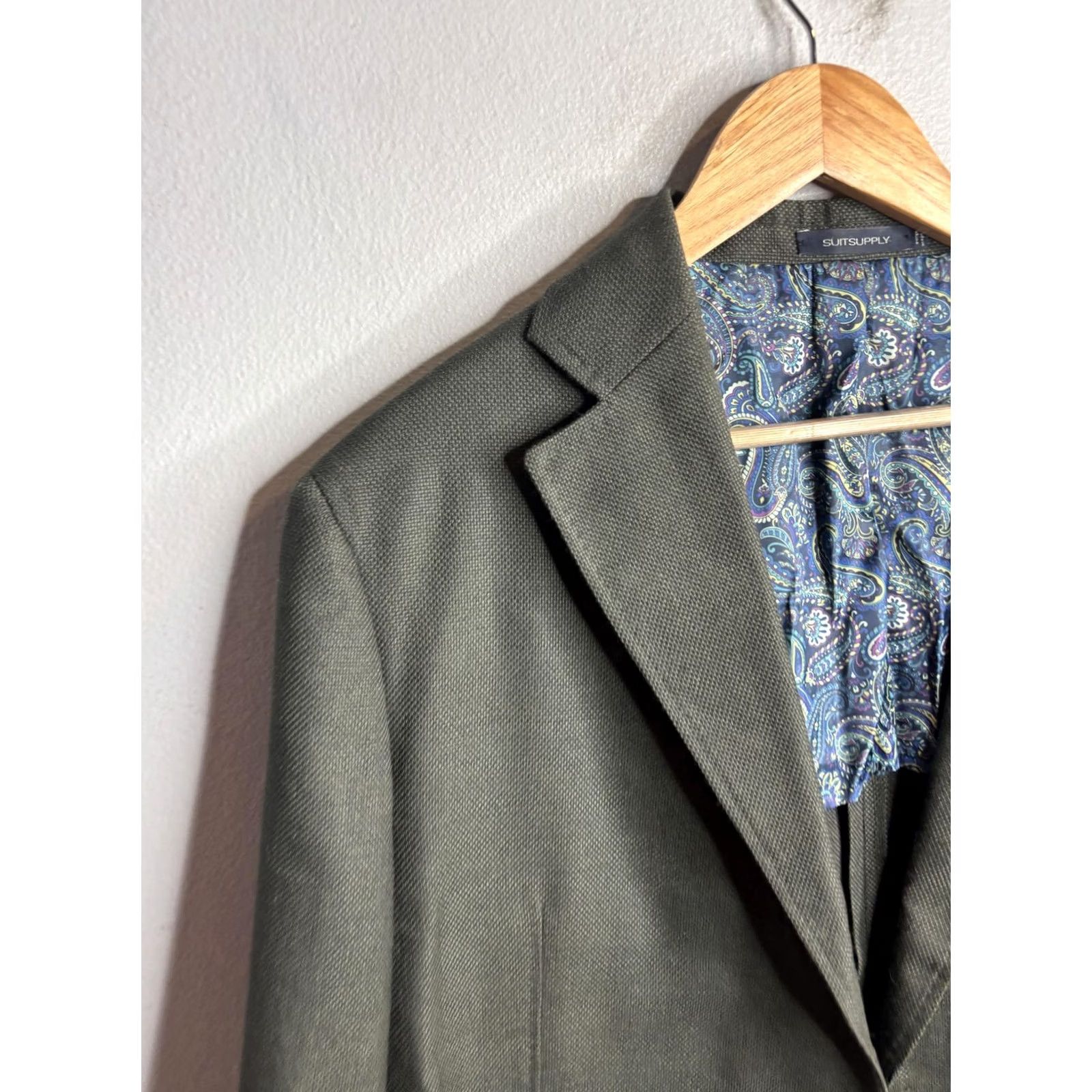 Suitsupply Suitsupply Blazer Mens 38 Gray Wool La Spalla 2 Button Jacket Sport Coat Paisley Size 38R - 2 Thumbnail
