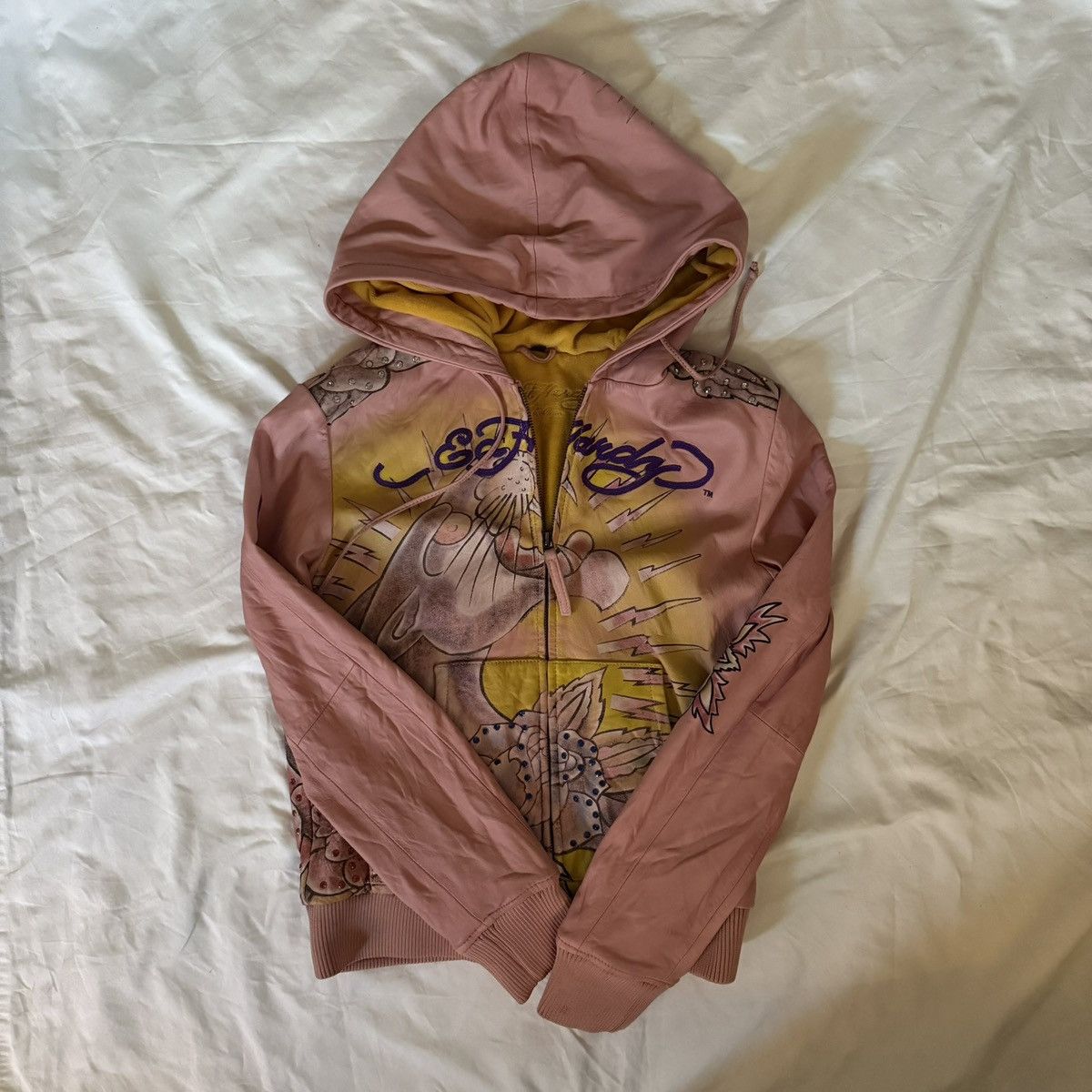 Ed Hardy vintage pink Ed Hardy leather hoodie Size XS / US 0-2 / IT 36-38 - 1 Thumbnail