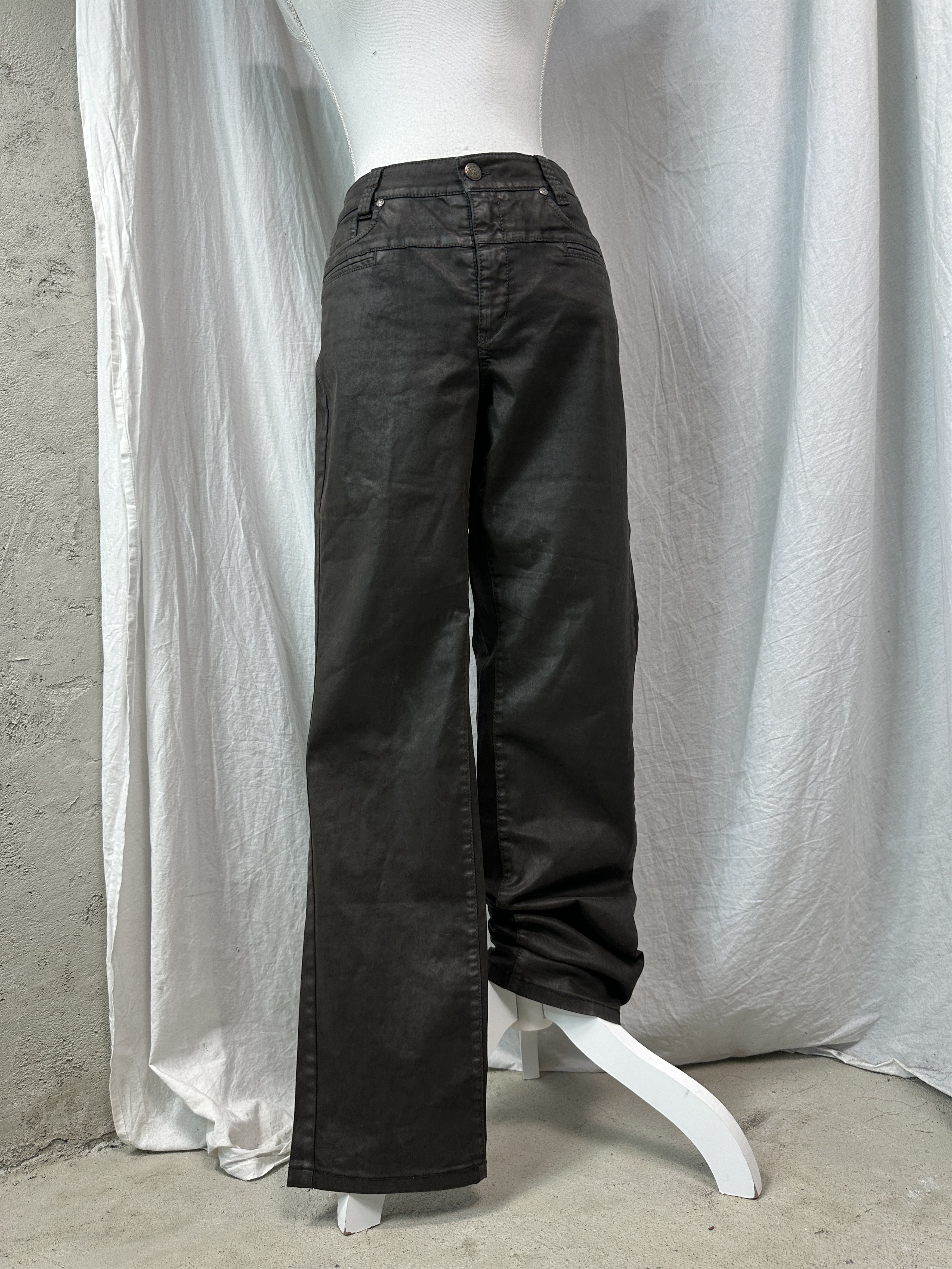 Vintage Vintage Avant-Garde Women's Waxed Trousers Y2K Size 26" / US 2 / IT 38 - 1 Thumbnail