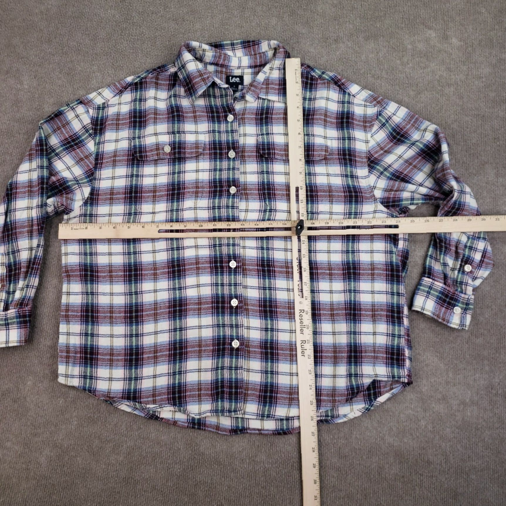 Lee Womens Flannel Shirt Small Lee Blue Pink White Plaid Long Sleeve Casual Size S / US 4 / IT 40 - 2 Thumbnail