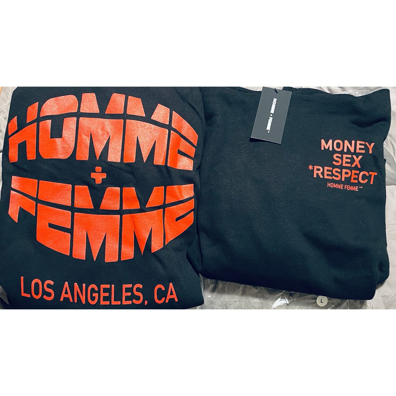 Homme + Femme La •NWT• Homme + Femme LA Black w/ Red Money Sex Respect Hoodie Size US L / EU 52-54 / 3 - 4 Thumbnail