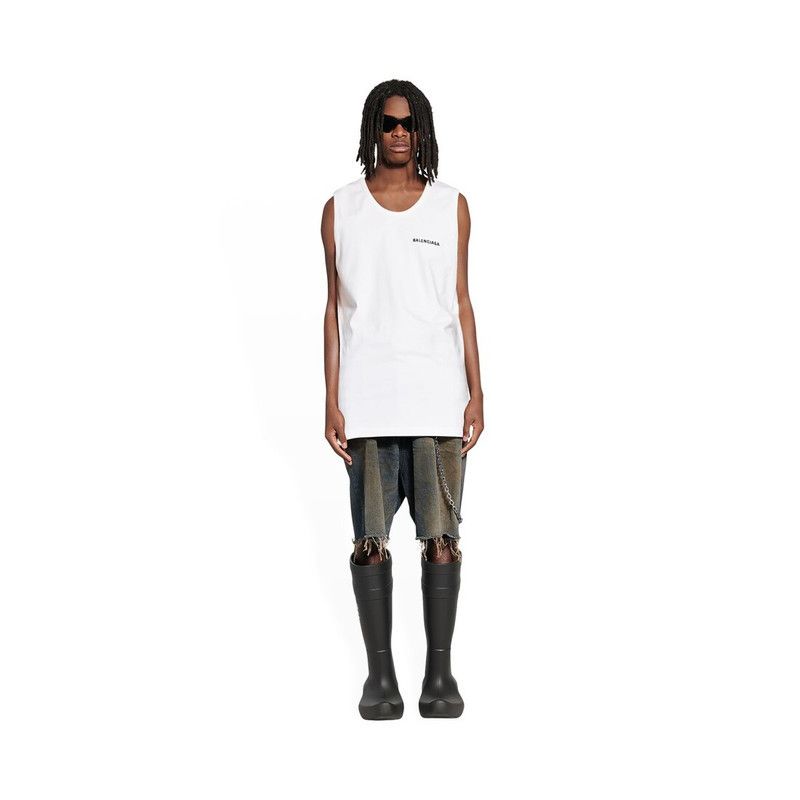 Balenciaga oc11z1125 Loose Tank Top in White Size US XXS / EU 40 - 2 Thumbnail
