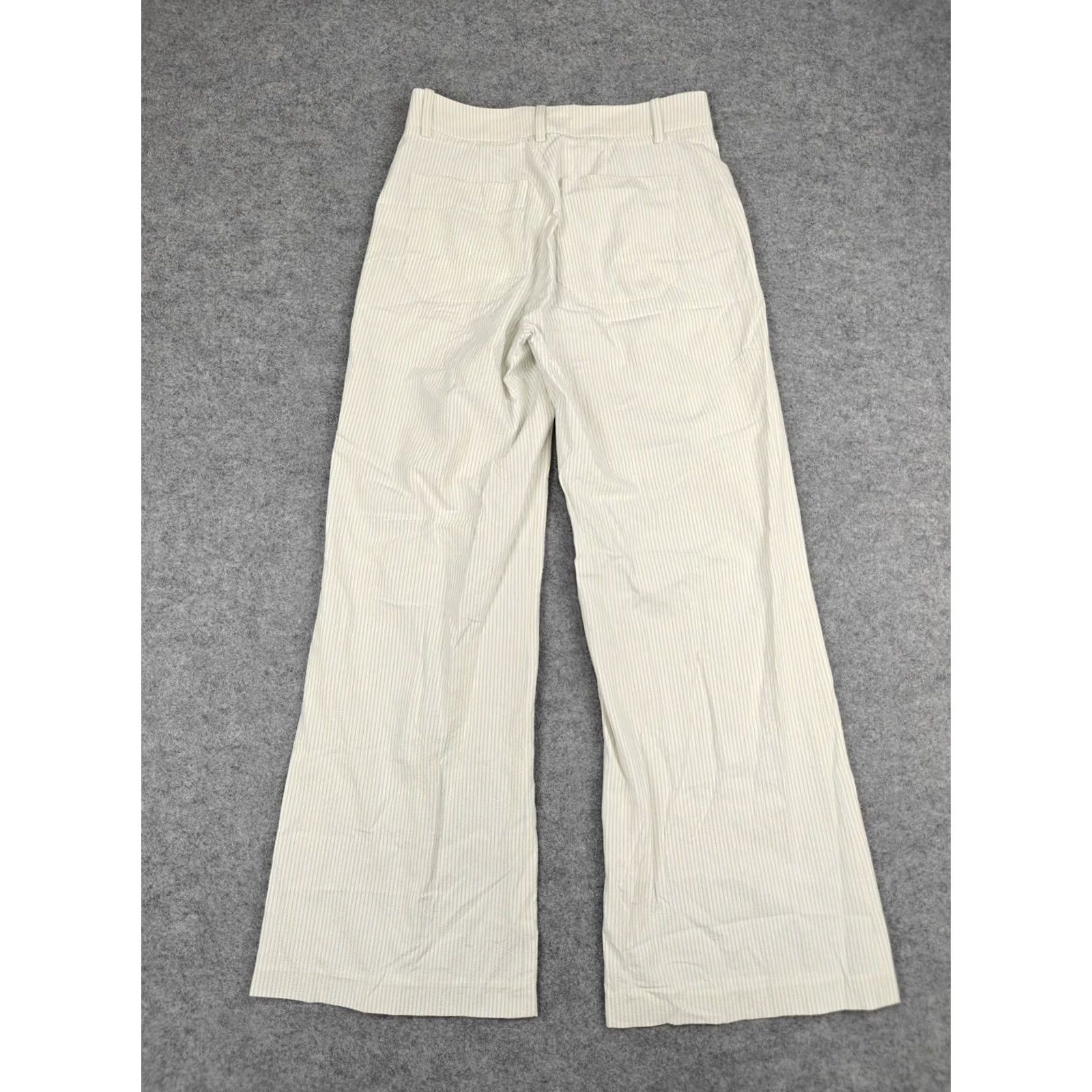 Frame FRAME Le Slim Palazzo Pants Womens 4 White Stripe Wide Leg Twill High Rise Pockets Stretch 2Pcs? Size 27" / US 4 / IT 40 - 5 Thumbnail