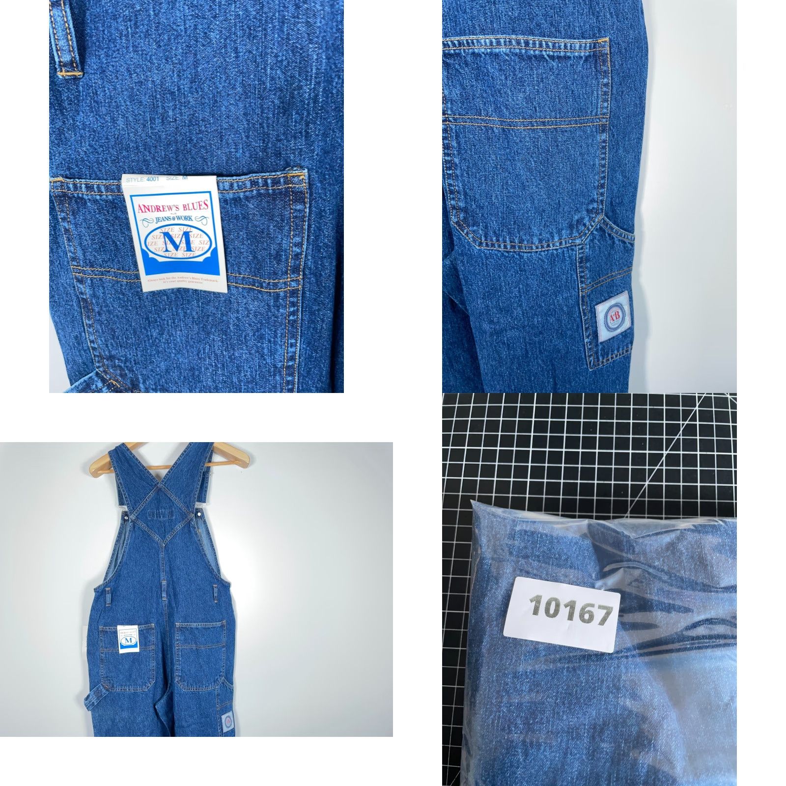 Denime VINTAGE 90s Denim Bib Overalls Women's Medium Blue Jean Baggy Grunge Skater Unworn Andrew's Blues Jeansworks Overall Pockets Size 32" / US 10 / IT 46 - 10 Thumbnail