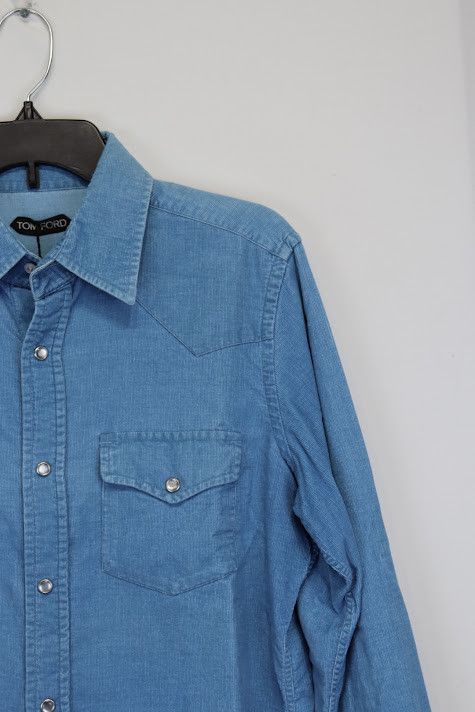 Tom Ford o1rshd1 Button Up Shirt Camicia Chemise Camisa in Blue Size US M / EU 48-50 / 2 - 2 Thumbnail