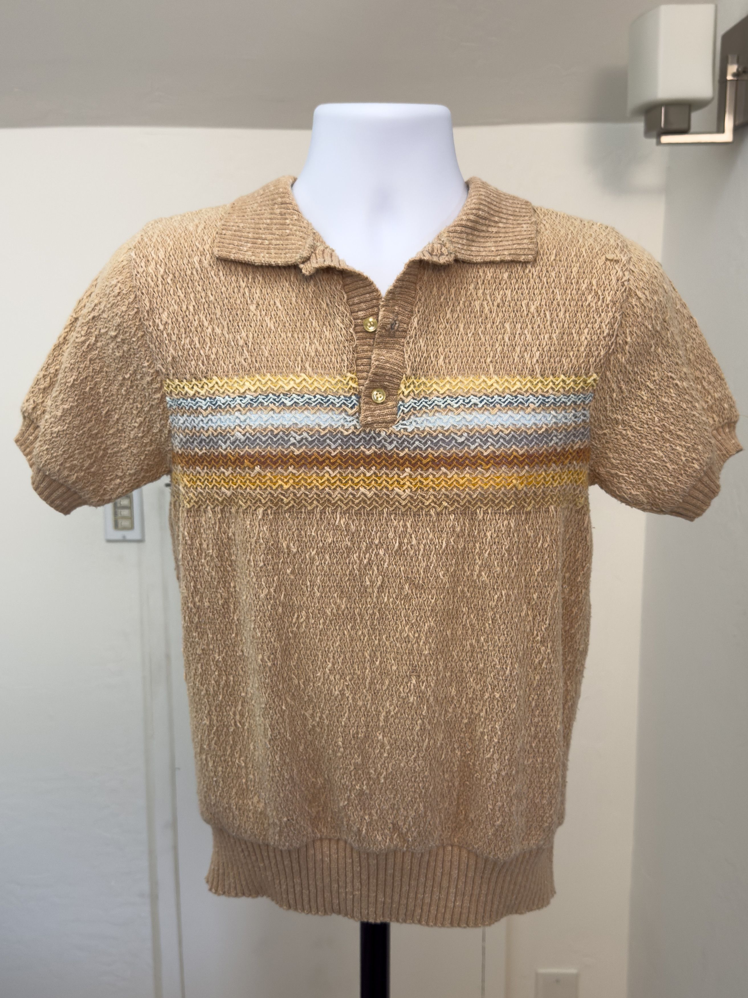 Other Standout Vintage 70s Textured Knit Polo Shirt Size US S / EU 44-46 / 1 - 1 Thumbnail