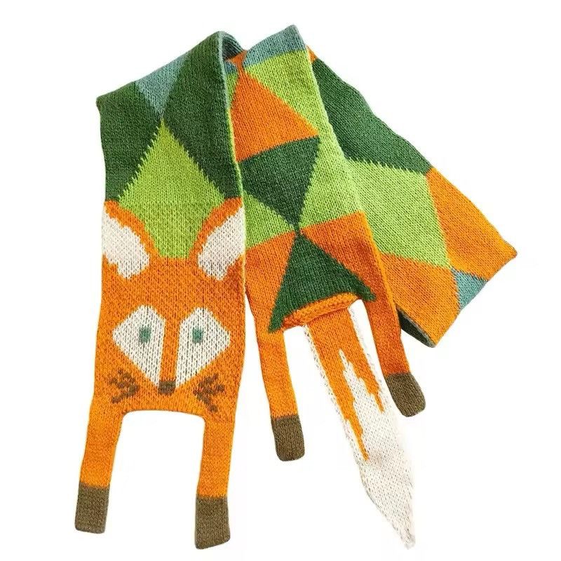 Japanese Brand × Vintage Cartoon Fox Winter Girls Scarf Long Size ONE SIZE - 2 Thumbnail