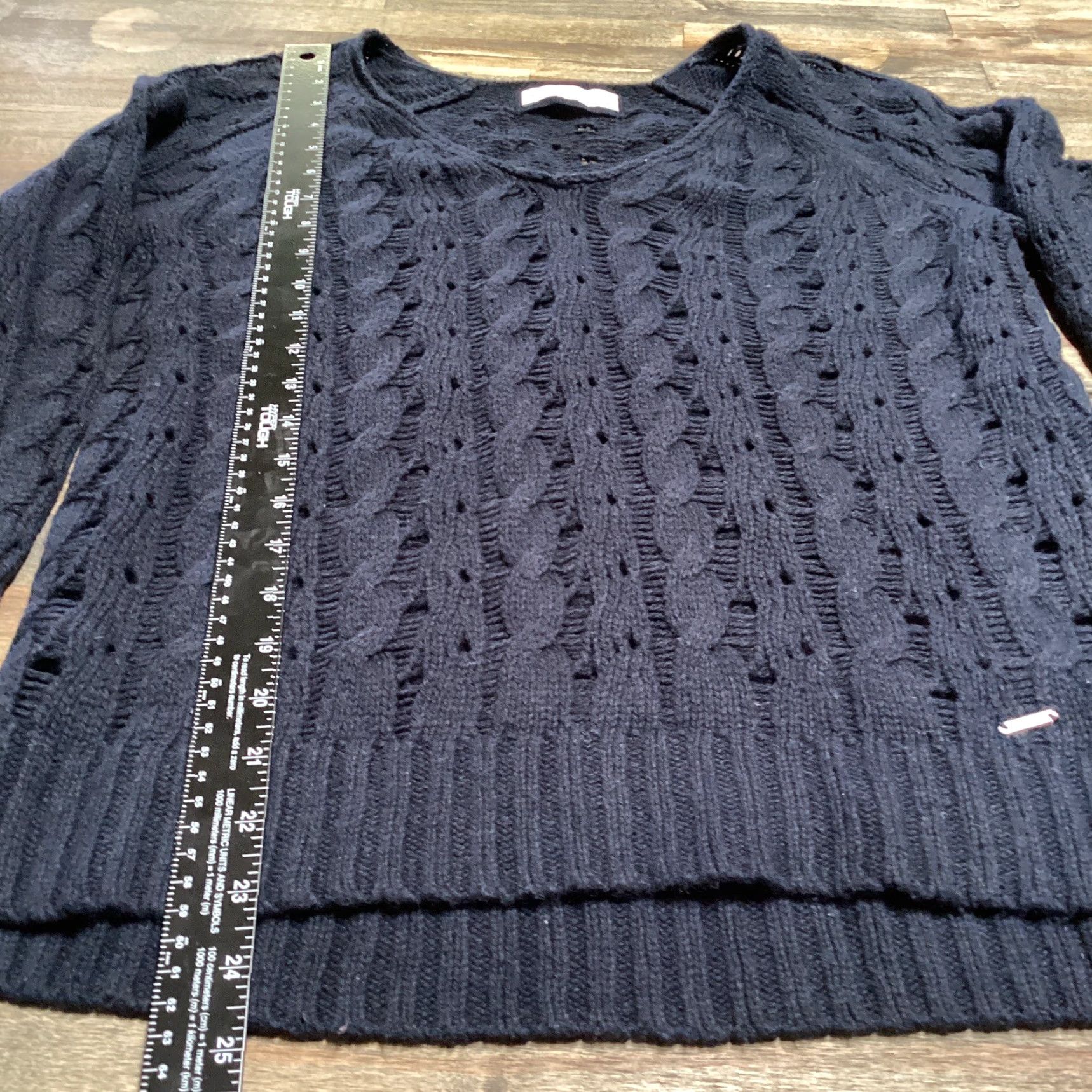 Abercrombie & Fitch Abercrombie & Fitch Sweater Women M Navy Blue Cable Knit Wool Rabbit Blend V-Neck Pullover Casual Winter Size M / US 6-8 / IT 42-44 - 5 Thumbnail