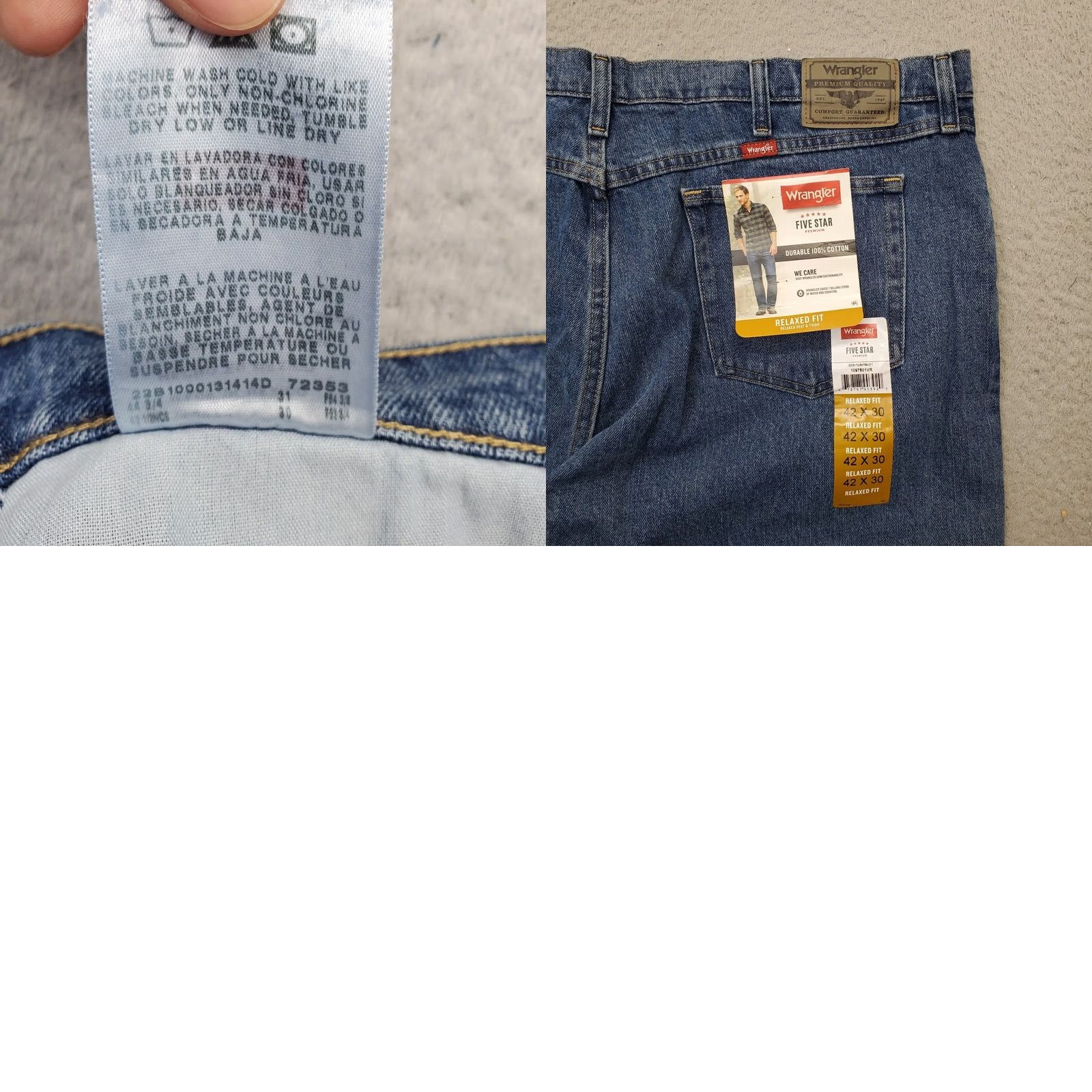 Wrangler Wrangler Jeans Mens 42x30 Blue Denim 5-Pocket Relaxed Fit Wide Leg Jeans Size US 42 / EU 58 - 8 Thumbnail