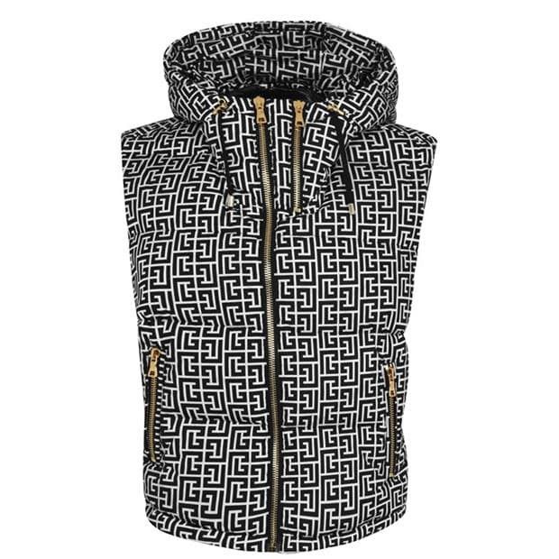 Balmain o1g2r1mq0924 Monogram Padded Gilet in Ivoire & Noir Size XS / US 0-2 / IT 36-38 - 1 Thumbnail