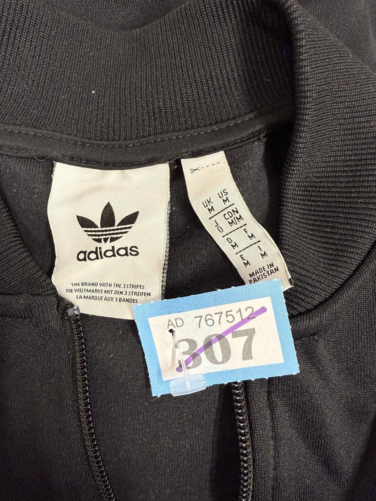 Adidas Adidas Black Track Jacket with White Stripes, Size M Size US M / EU 48-50 / 2 - 2 Thumbnail