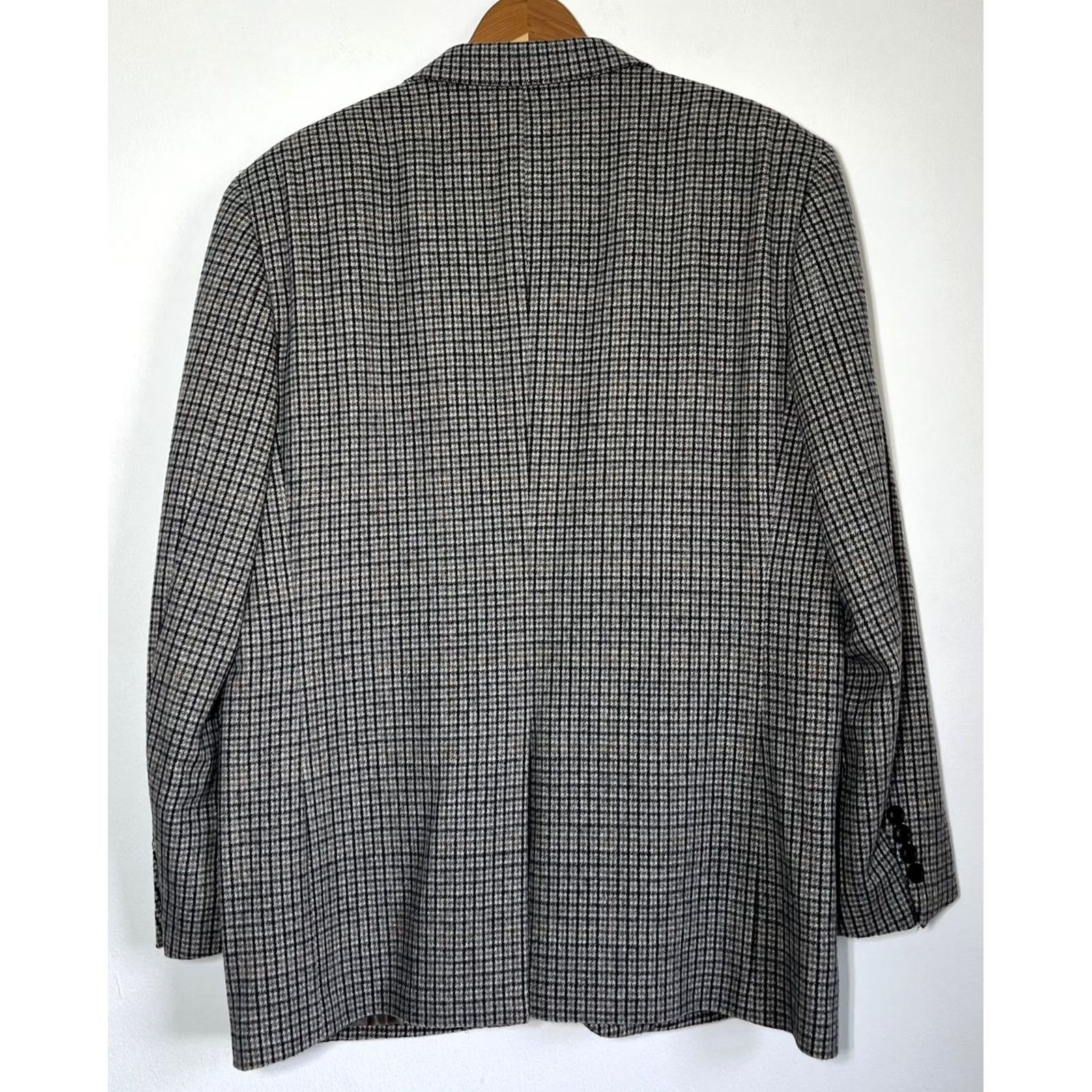 DAKS VINTAGE DAKS Blazer Jacket Wool Cashmere Blend Plaid 42 Regular Gray Mens Blazer Size 42R - 2 Thumbnail