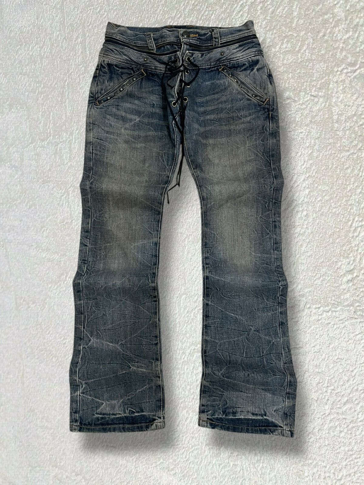 Le Grande Bleu (L.G.B.) Vintage 1990s Japan Designer Daily Topic Iconic Flared Goth Size US 32 / EU 48 - 1 Thumbnail