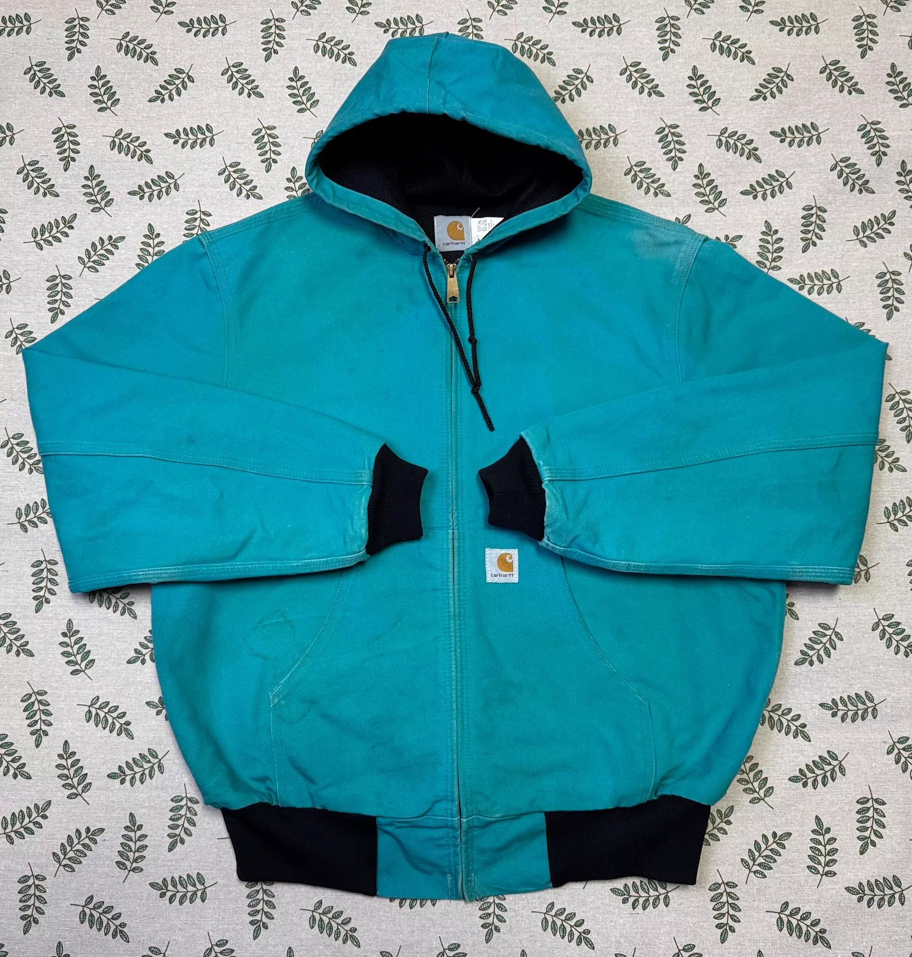 Carhartt Vintage Carhartt JR441 TEAL Hooded Work Jacket L Size US L / EU 52-54 / 3 - 1 Thumbnail