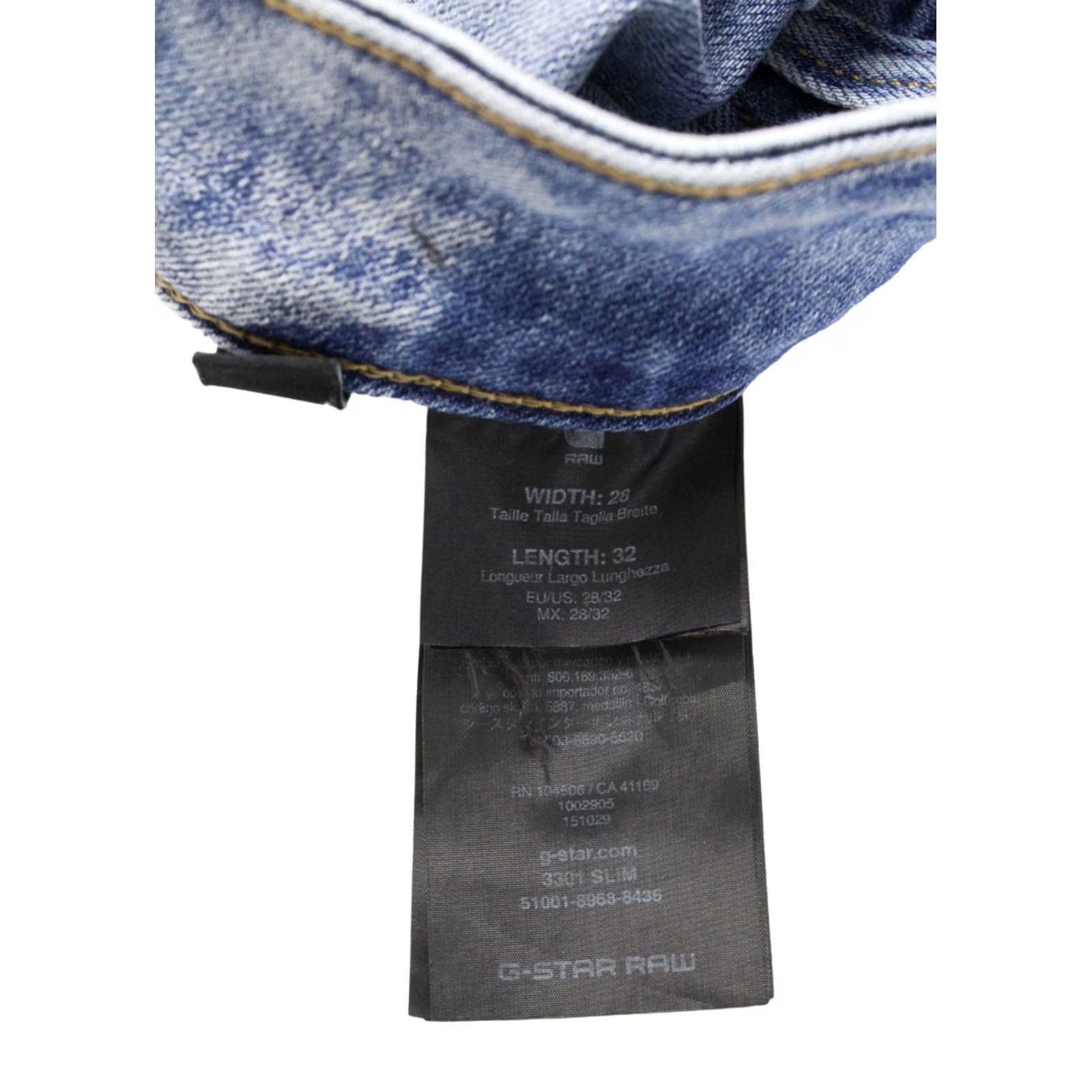 G-Star G-Star 3301 Slim Jeans Men's W28/L32 Blue Stretch Buttoned Whiskers Faded Jeans Size US 28 / EU 44 - 5 Thumbnail
