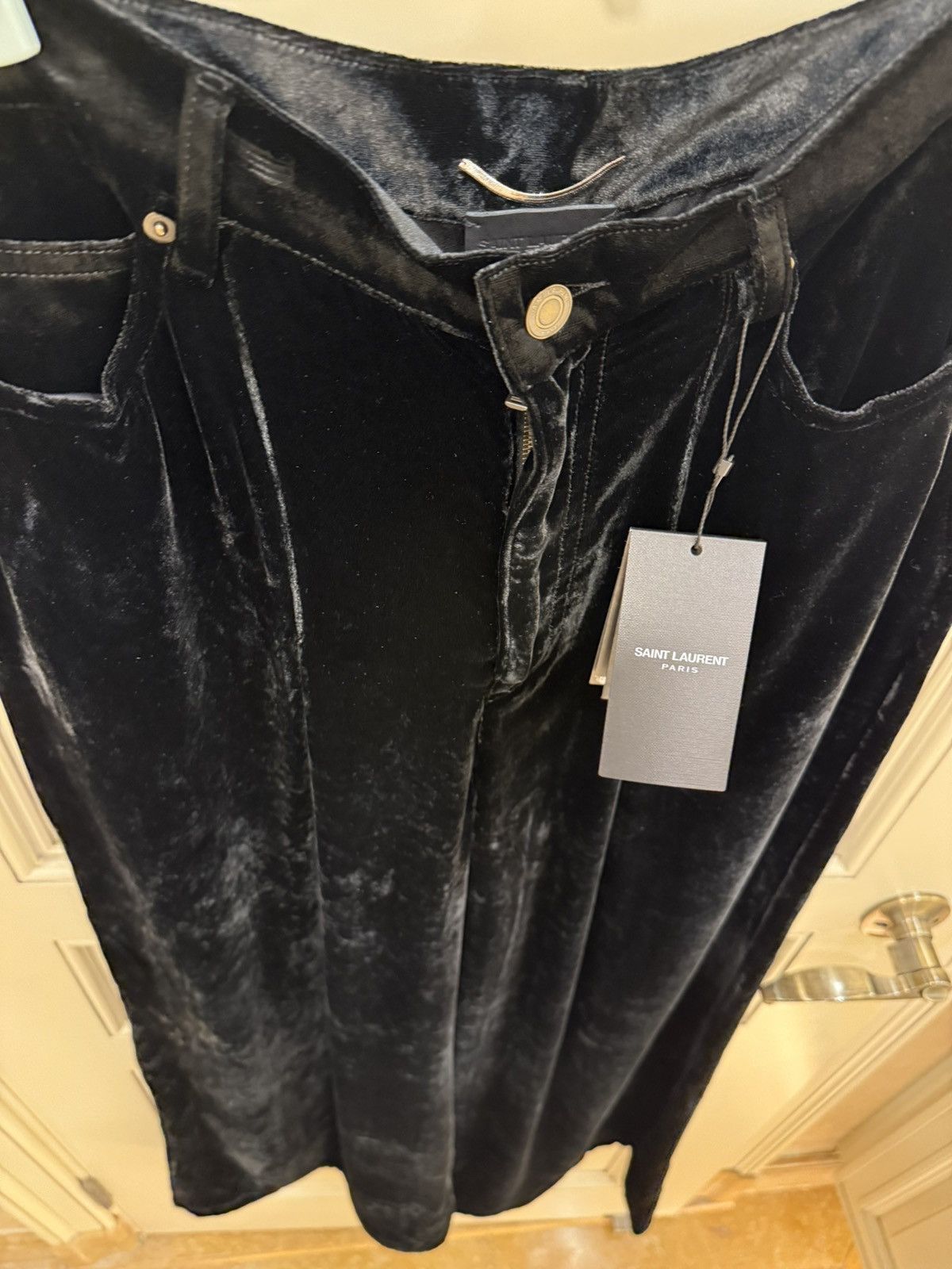 Saint Laurent Paris Black velvet high waist wide leg pants size28 Size US 28 / EU 44 - 13 Thumbnail