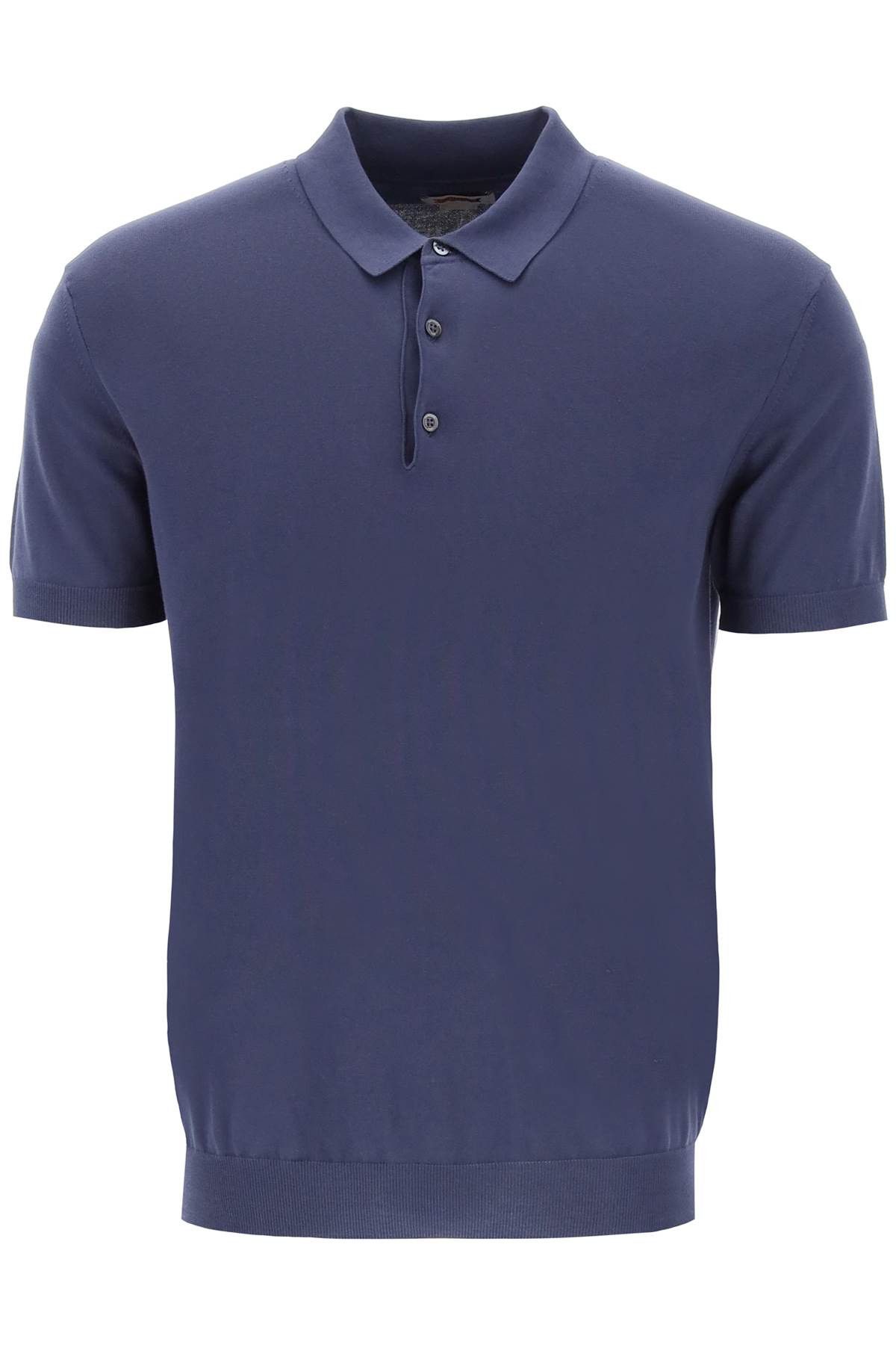 image of Baracuta Cotton Knit Polo Shirt in Navy, Men's (Size Large)