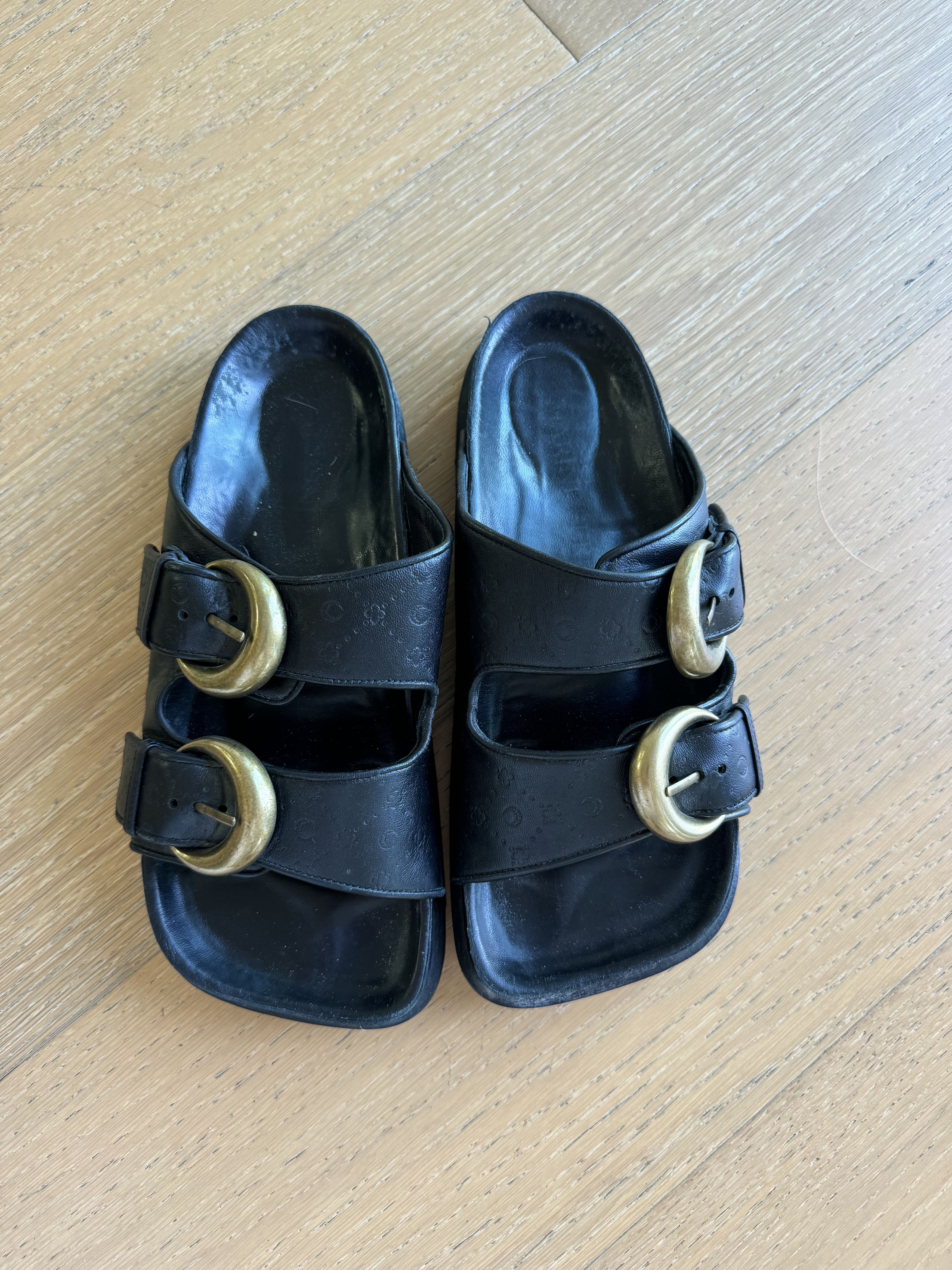 Marine Serre MARINE SERRE logo-debossed leather sandals Size US 9 / IT 39 - 1 Thumbnail