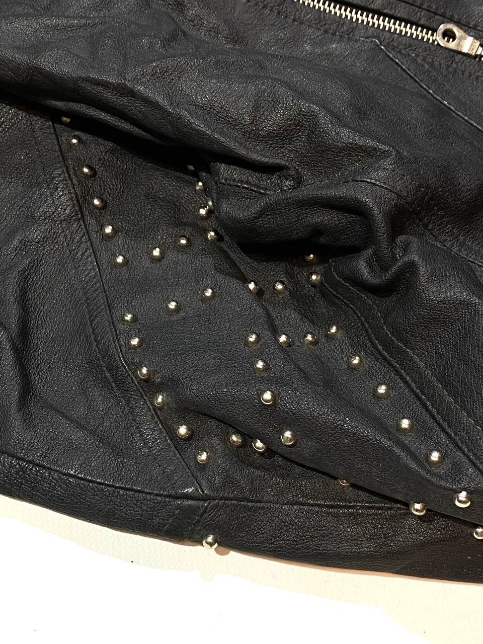 Leather Front Leather Biker Leather Jacket Size M / US 6-8 / IT 42-44 - 6 Thumbnail