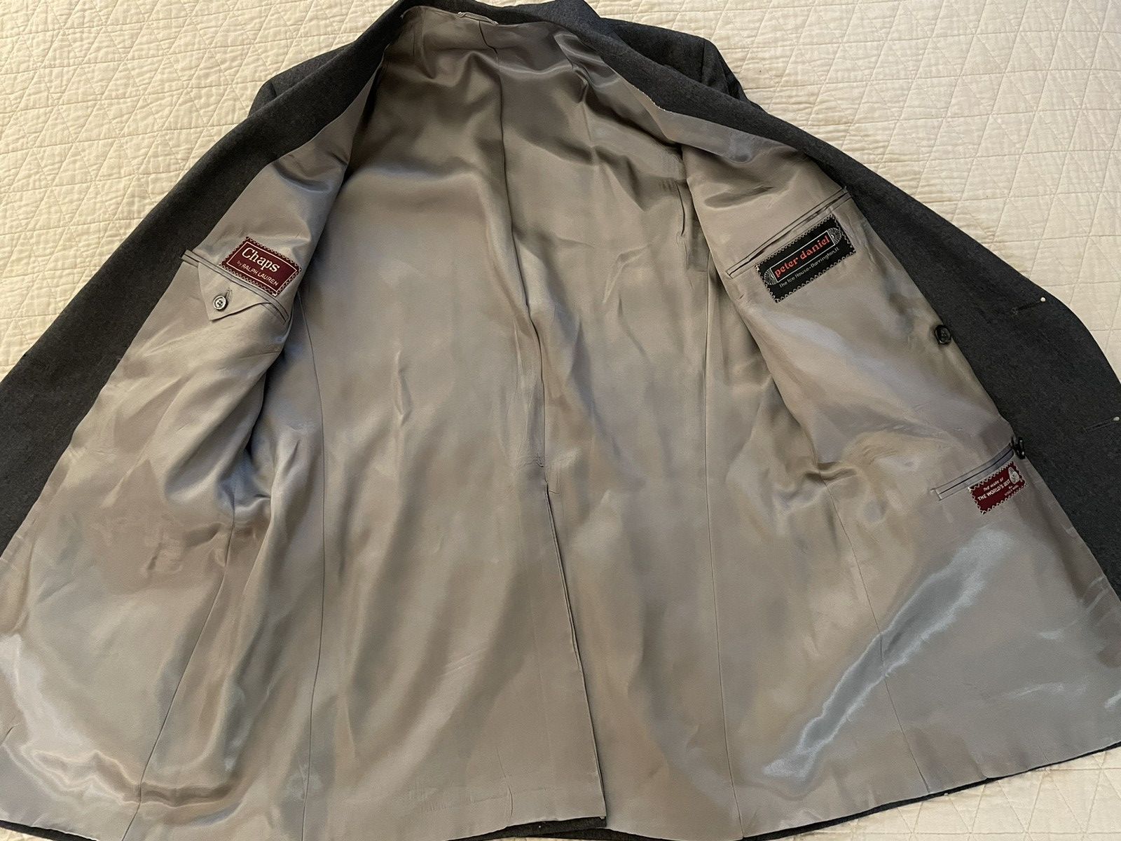 Chaps Ralph Lauren × Vintage Double Breasted Wool Flannel Pleated Suit Size 42L - 9 Thumbnail