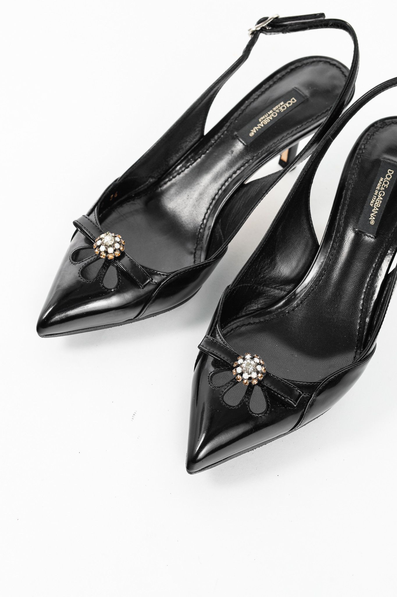 Dolce & Gabbana Dolce & Gabbana Patent Embellished Slingback Heels Size US 5.5 / IT 35.5 - 6 Thumbnail