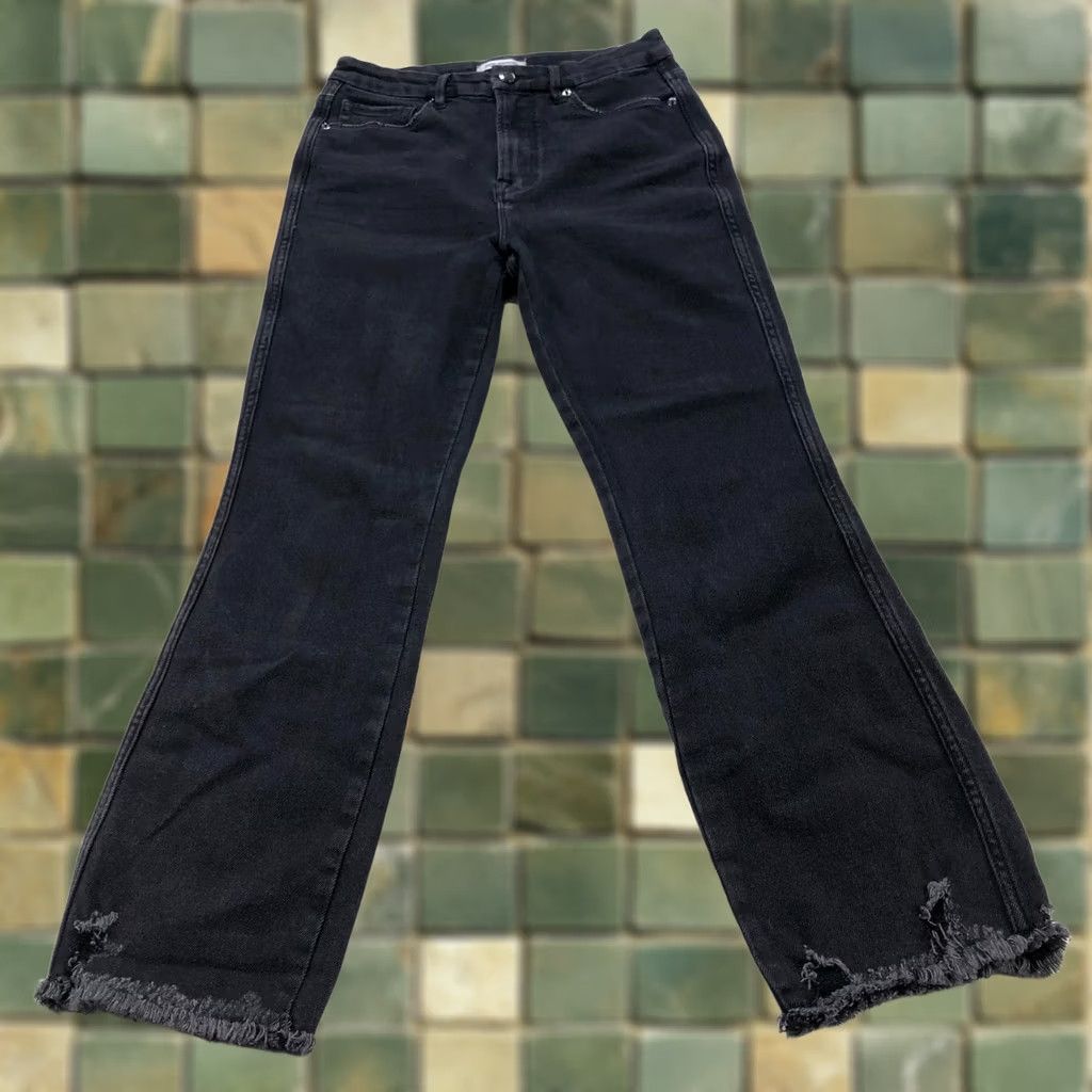 Good American Good American Good Curve Straight Jeans 27W 27L High Rise Distressed Black Womens 6 XS? Size ONE SIZE - 1 Thumbnail