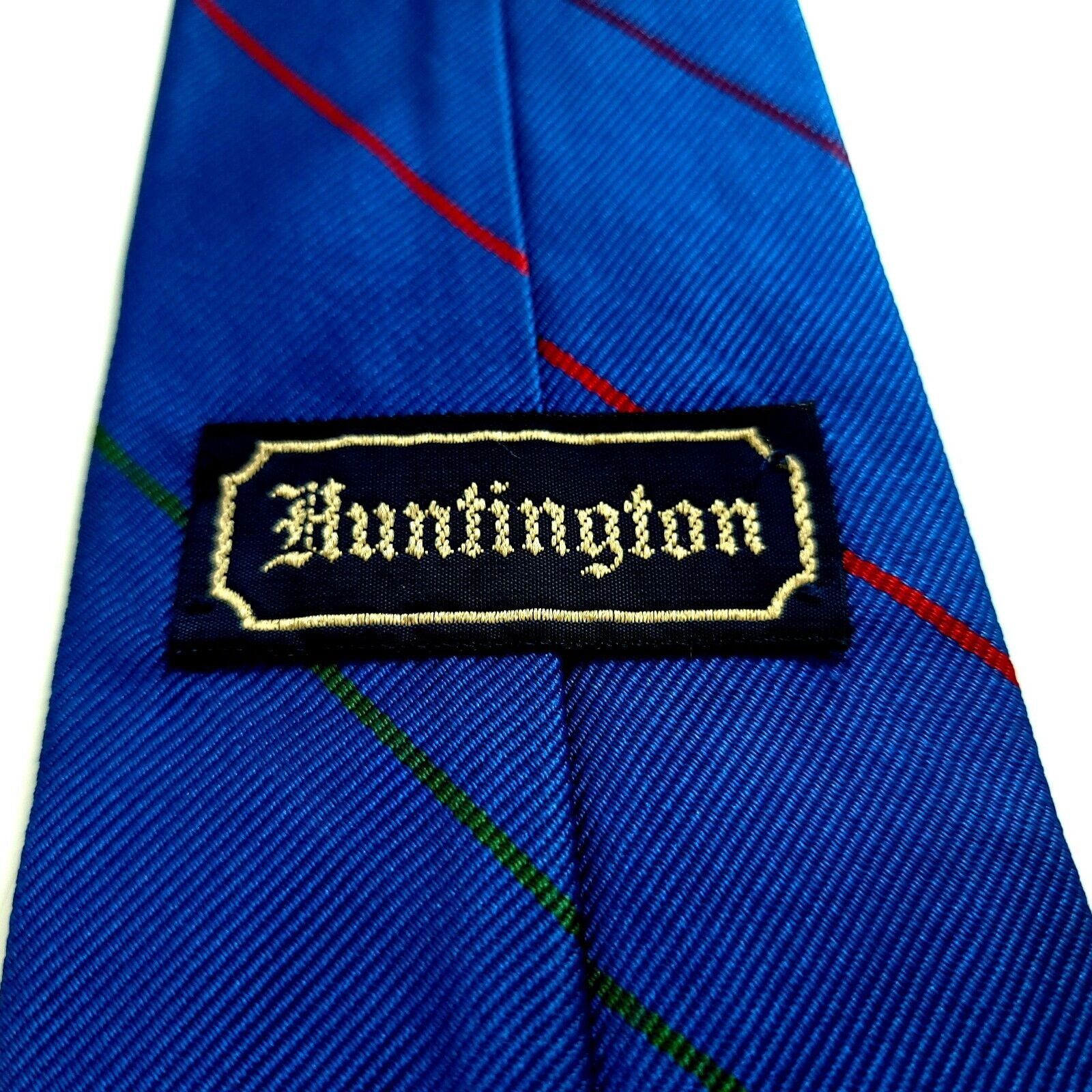 Huntington Huntington Blue Striped Woven Silk Tie Size ONE SIZE - 3 Thumbnail