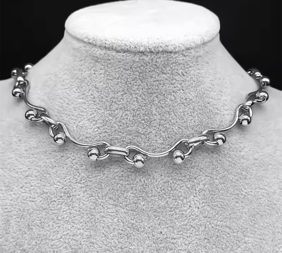 Jewelry SS Wave Ball Chain Necklace Size ONE SIZE - 2 Thumbnail