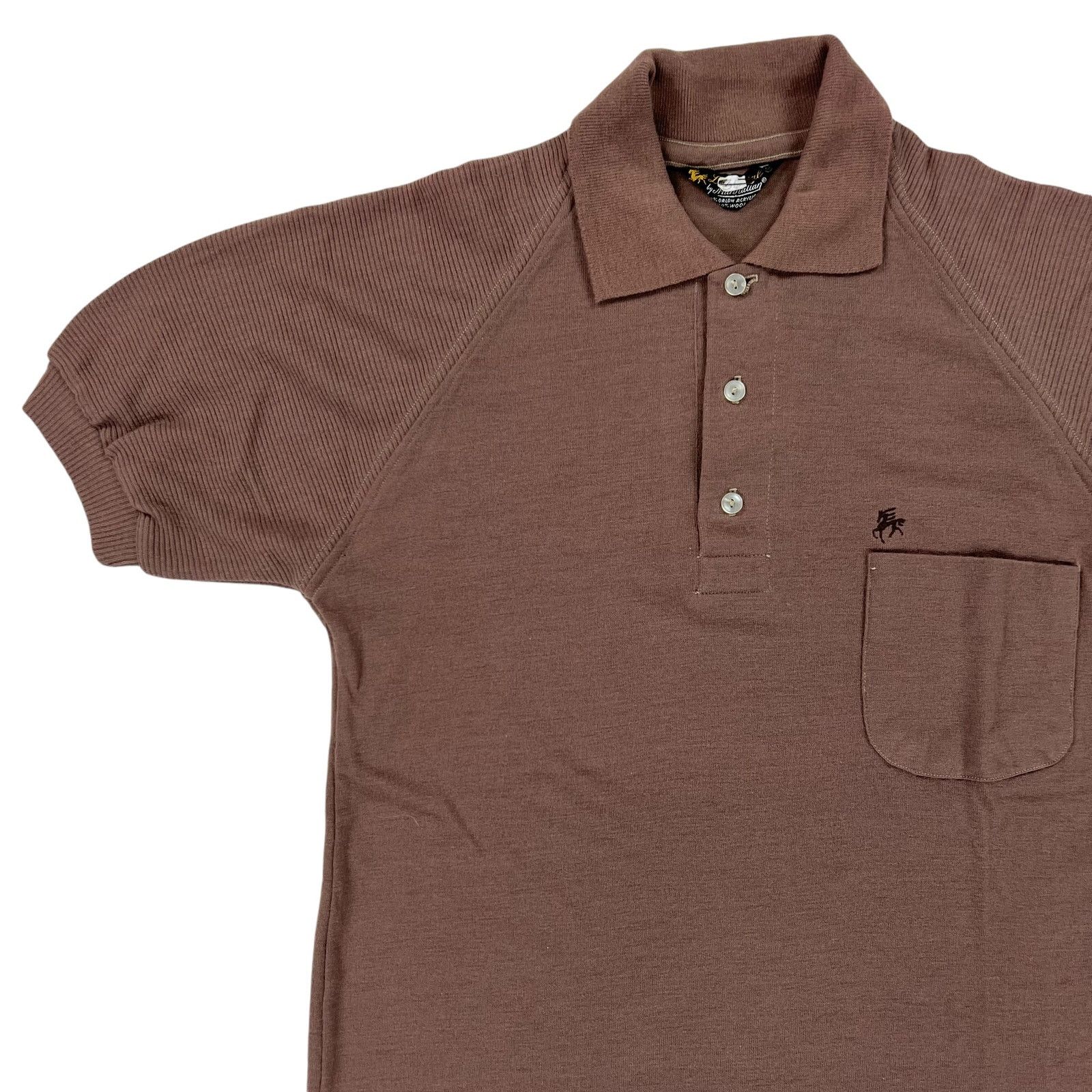 Vintage Vintage 70s orlon acrylic brown polo shirt (S) Size US S / EU 44-46 / 1 - 3 Thumbnail