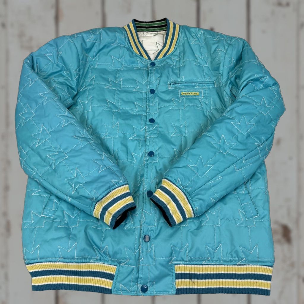 Altea Y2K Dekline Reversible Skate Jacket Mens XL Quilted Varsity Teal Blue Geometric Insulated Lined Pockets Zipper Snap Short Coat Size US XL / EU 56 / 4 - 1 Thumbnail