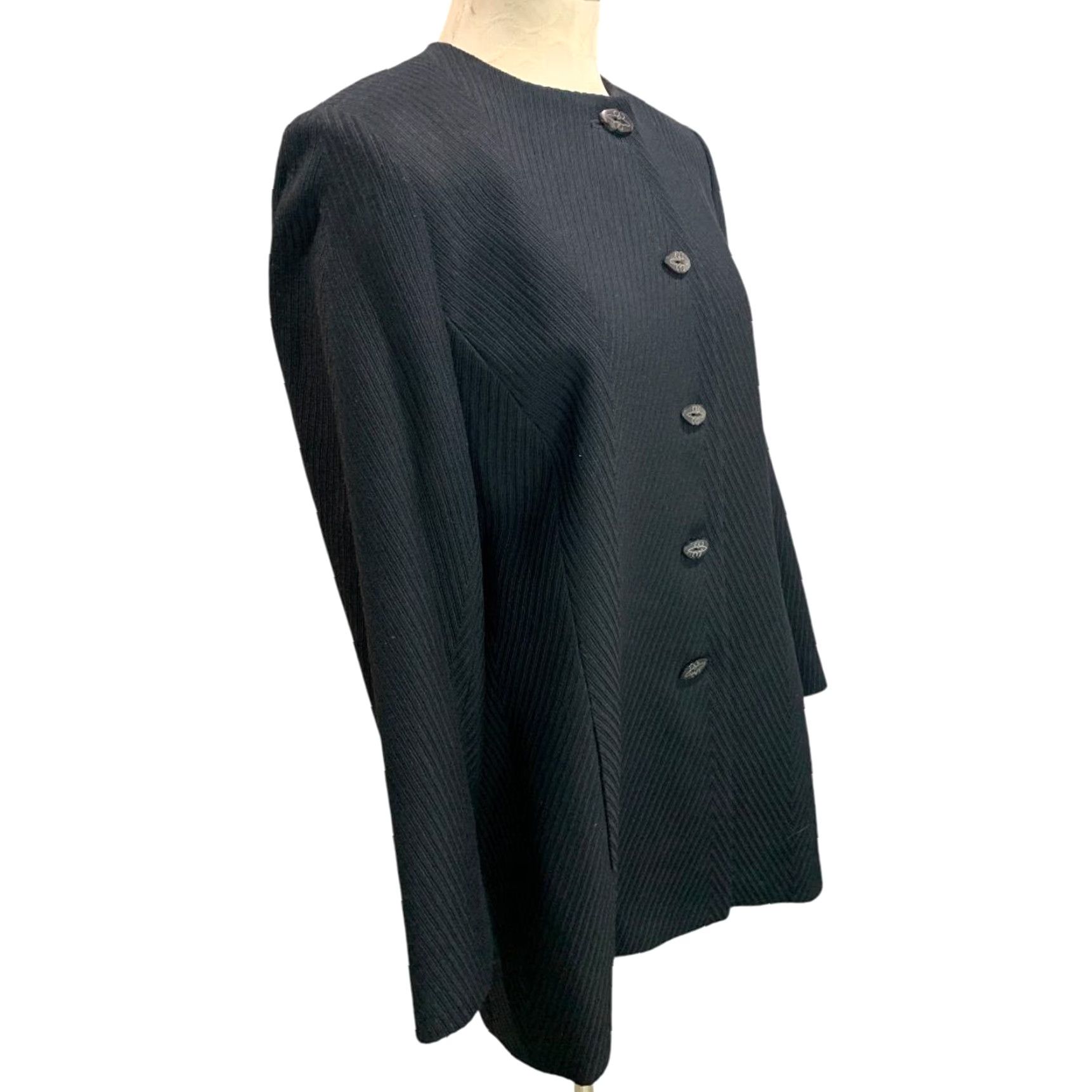 Ellen Tracy VINTAGE Linda Allard Ellen Tracy Womens Jacket Black Ribbed Wool Blend Size 14 Plus - Jacket Womens Black Ribbed 14 Linda Allard Ellen Tracy Size XL / US 12-14 / IT 48-50 - 7 Thumbnail