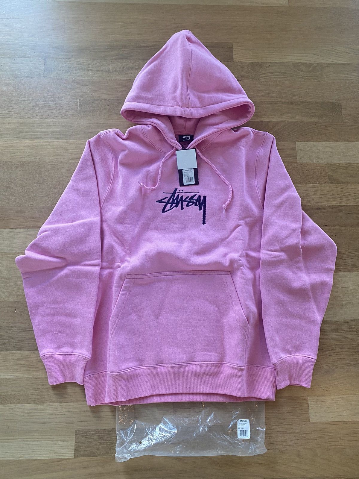 Image of Stussy Pink Stock Logo Hoodie, Men's (Size Small)