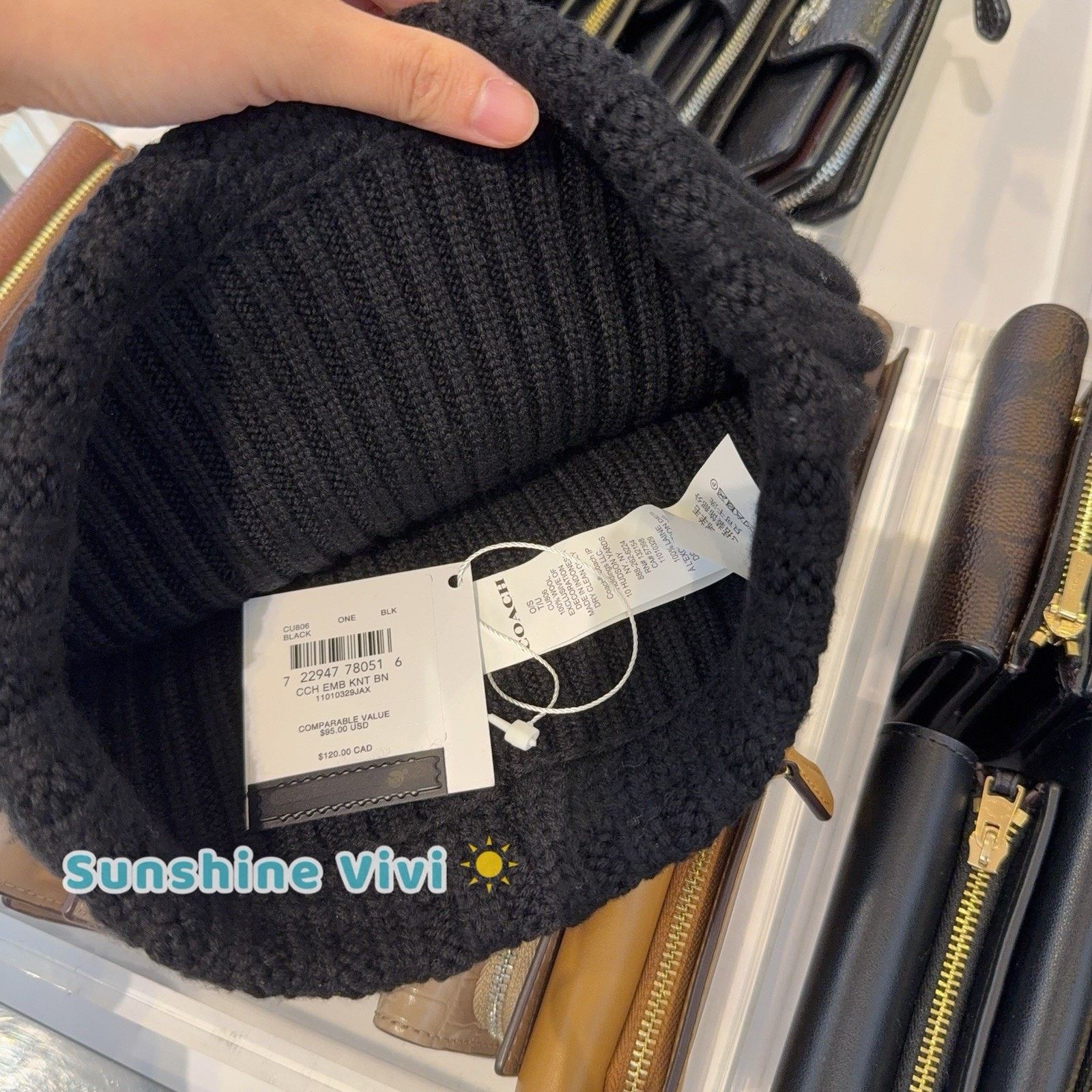 Coach NWT Coach 1941 Embroidered Knit Beanie Wool CU806 Black Size ONE SIZE - 4 Thumbnail