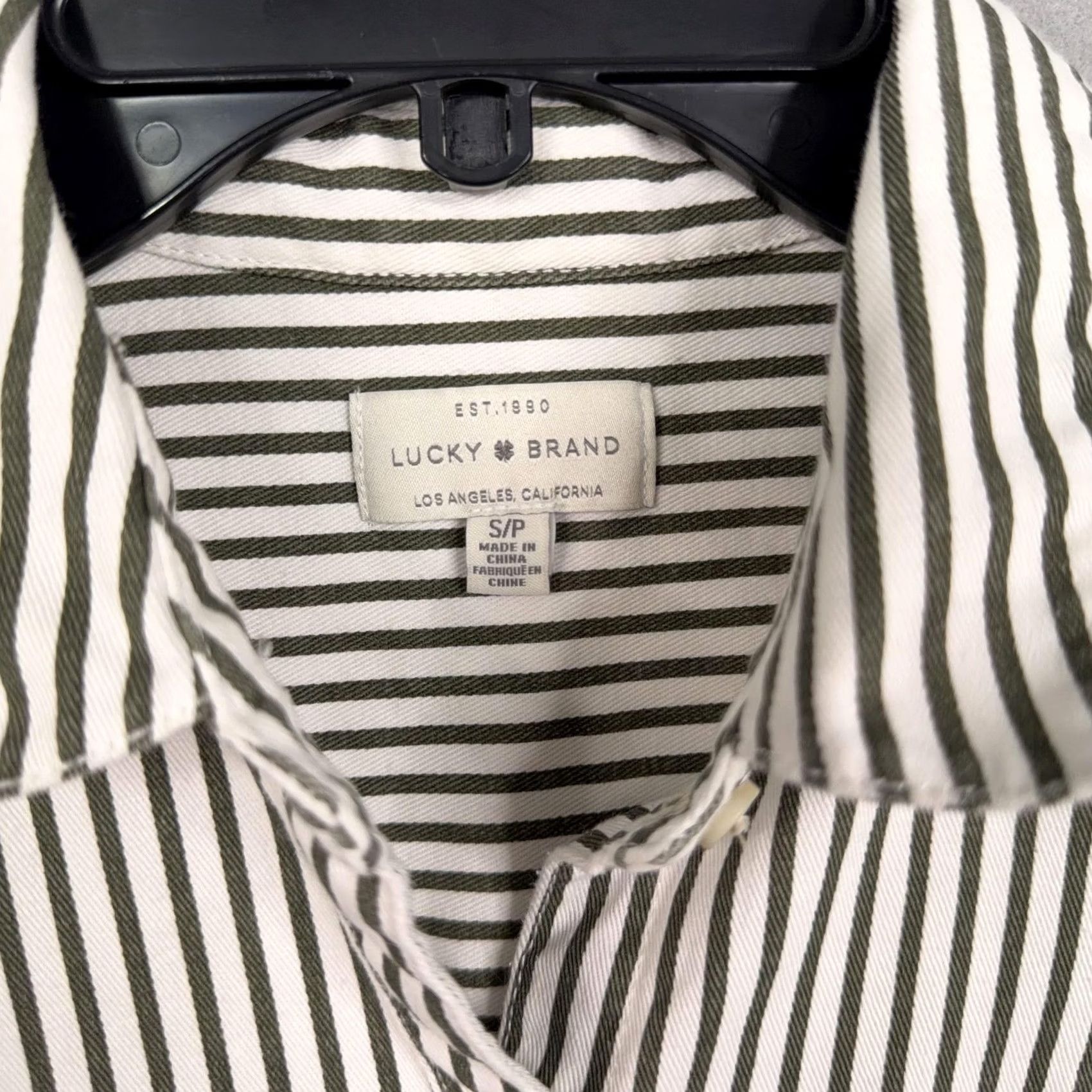 Lucky Brand Lucky Brand Shirt Womens Small White Green Stripe Button Front Long Sleeve Casual Denim Size S / US 4 / IT 40 - 4 Thumbnail