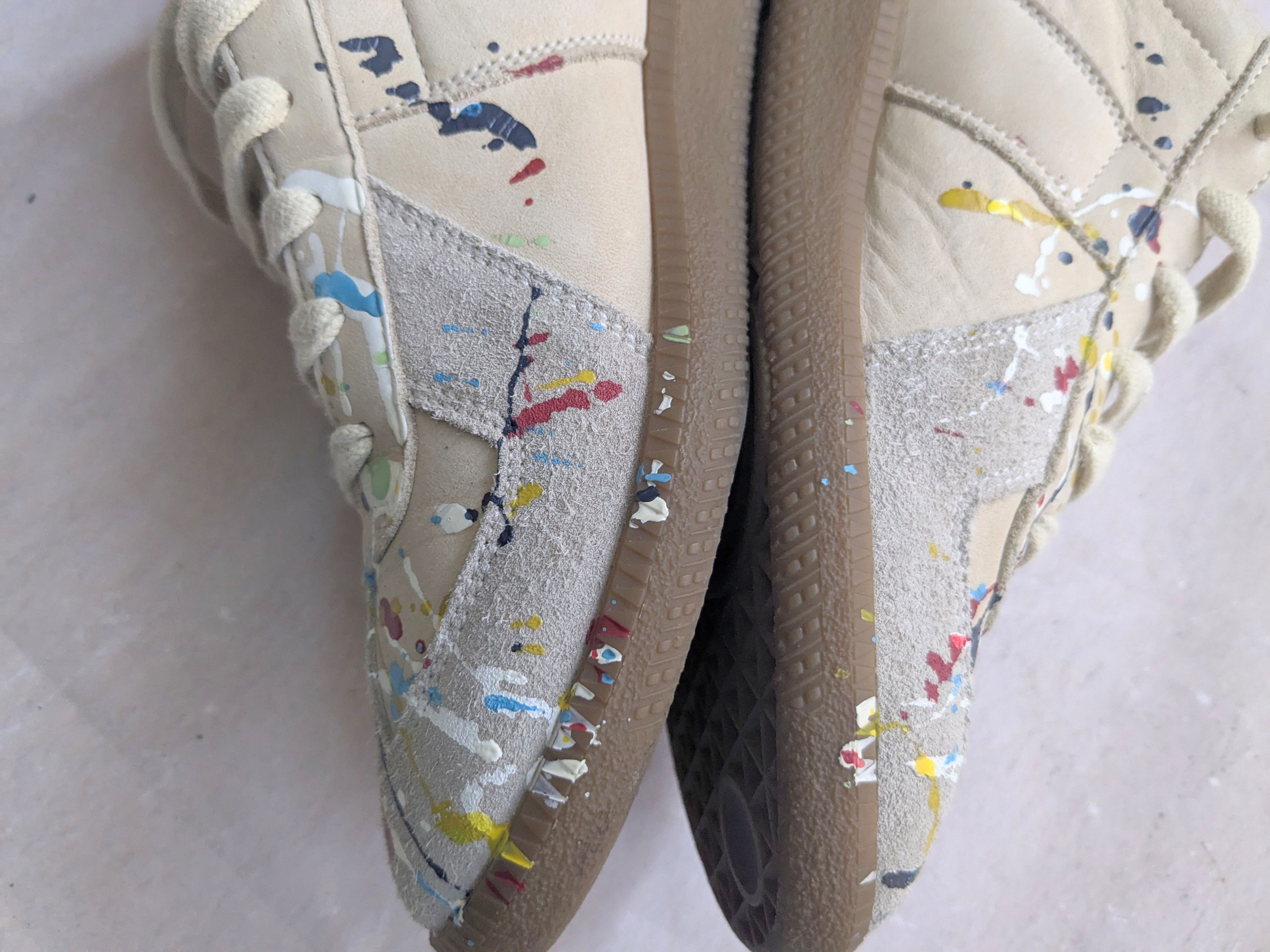 Maison Margiela Maison Margiela GAT Replica Beige Paint 7 40 Suede Leather Size US 7 / EU 40 - 9 Thumbnail