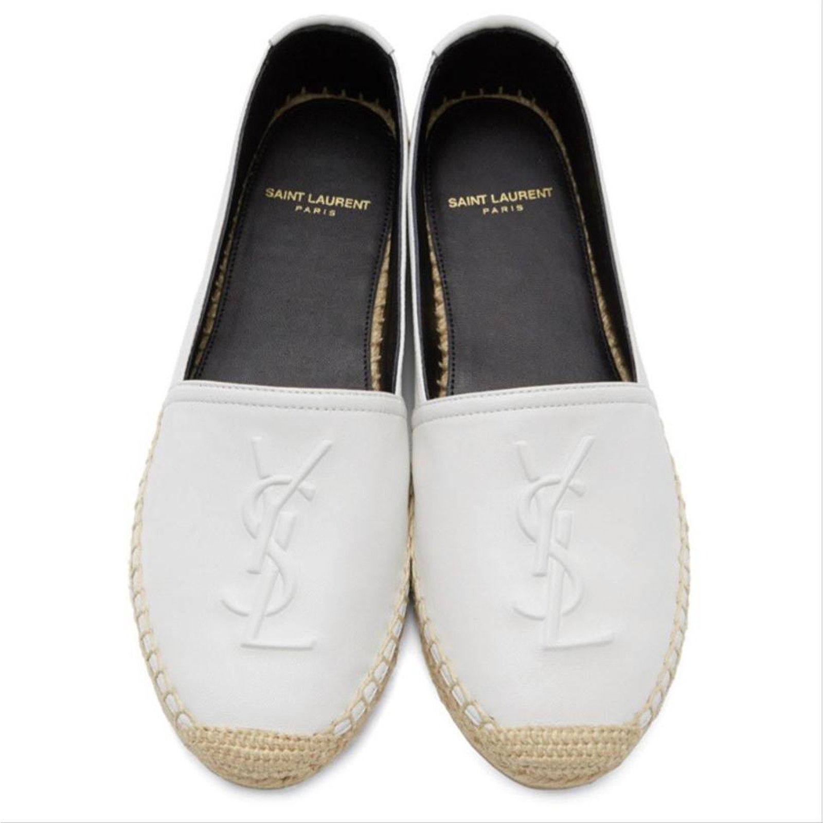 Saint Laurent Paris YSL logo embossed leather espadrilles Size US 10 / IT 40 - 1 Thumbnail