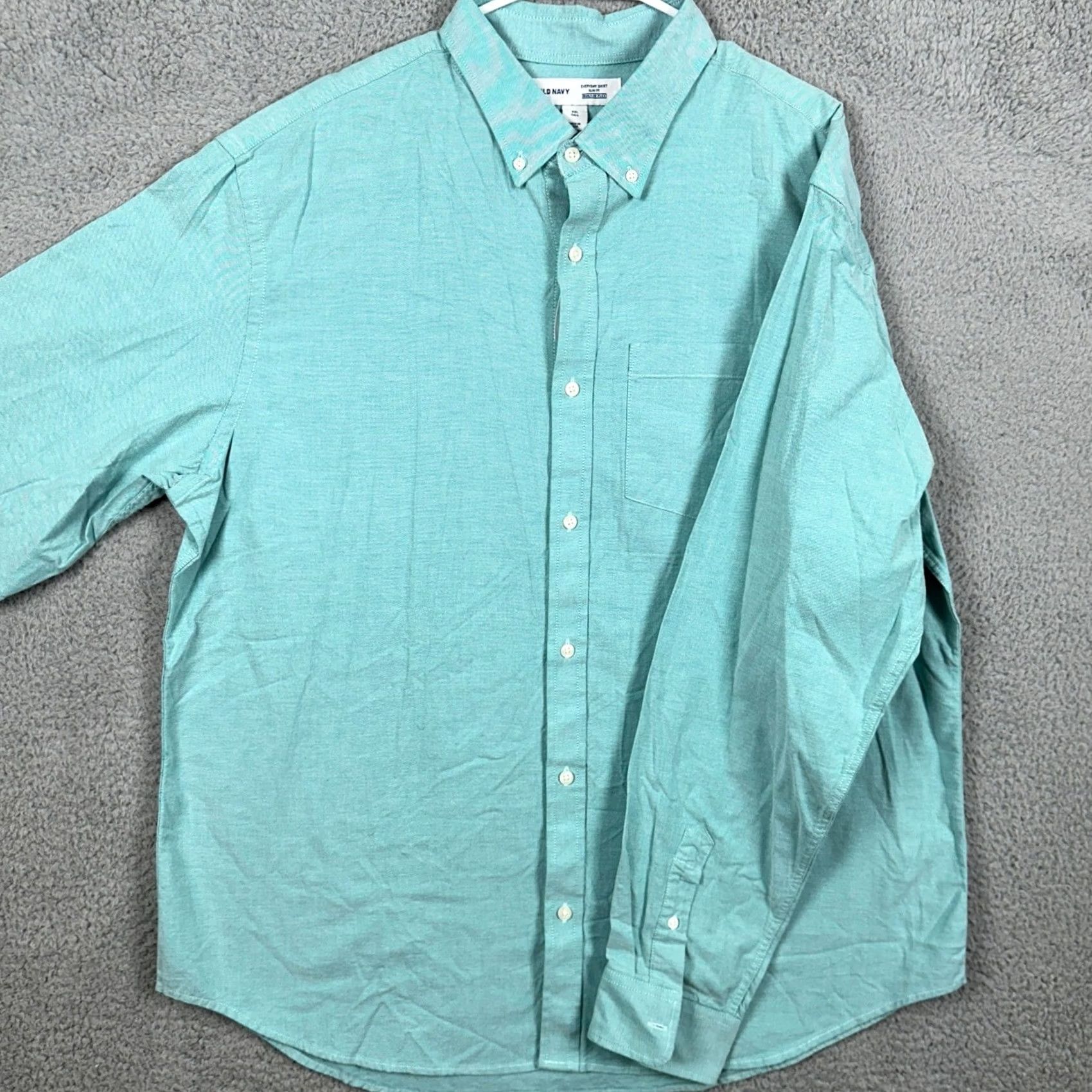 Old Navy Old Navy Mens 2XLT Tall Shirt Button-Up Aqua Everyday Slim Fit Built-In Flex NEW Shirt Long Sleeve Casual Workwear Mens Size US XXL / EU 58 / 5 - 2 Thumbnail