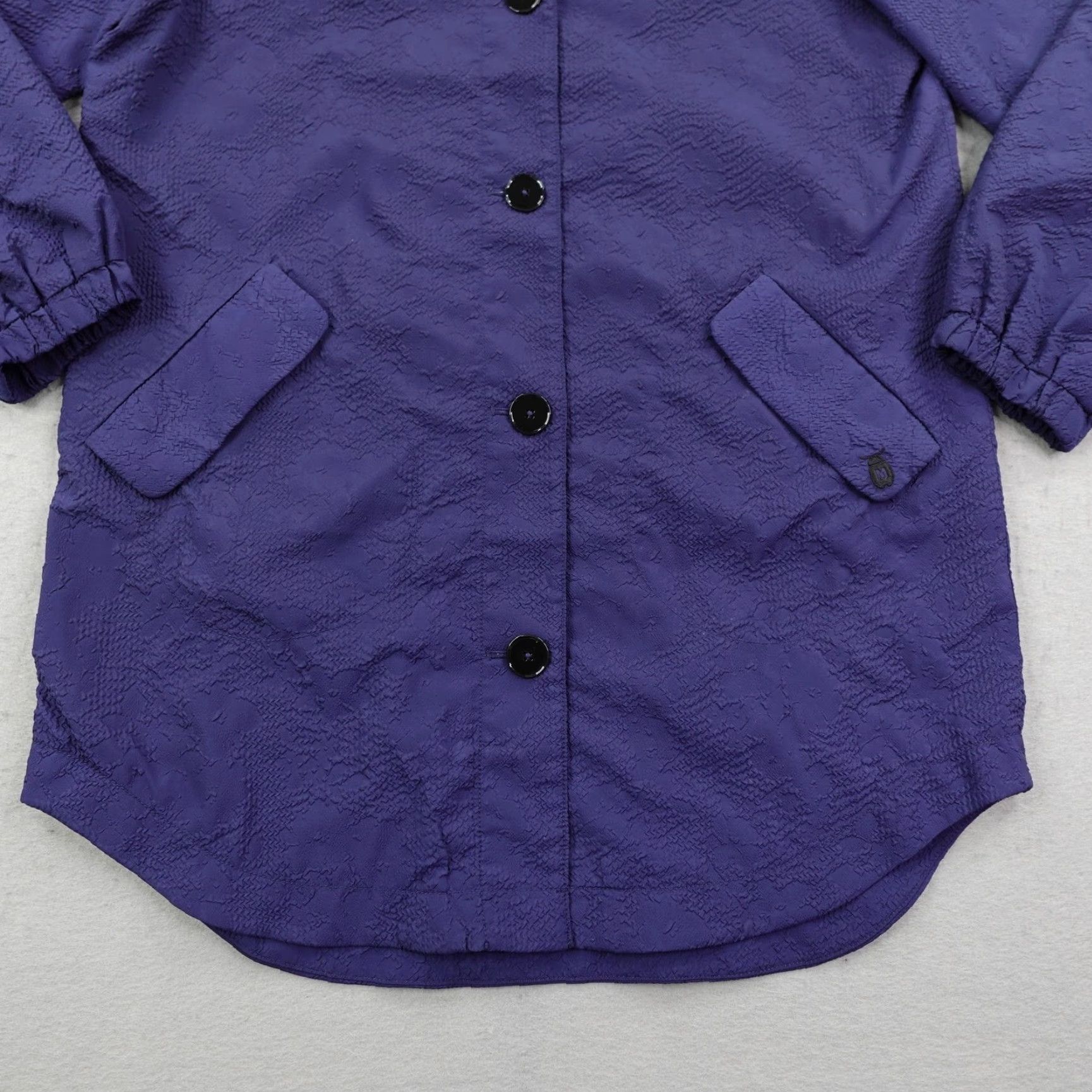 Anthropologie Maeve Anthropologie Jacket Womens Small Navy Blue Collared Anorak Coat Textured Size S / US 4 / IT 40 - 3 Thumbnail